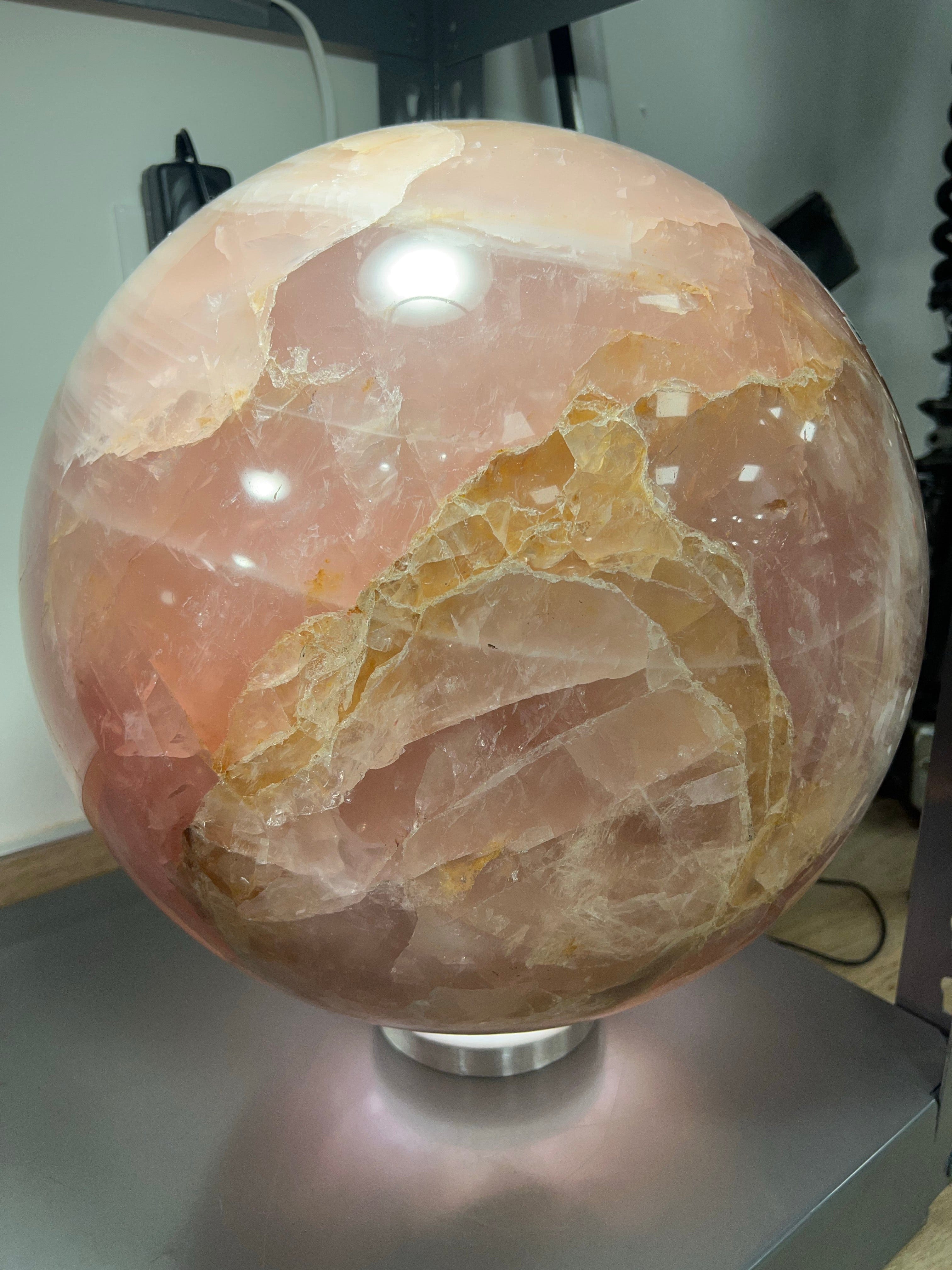 Kalifano One of a kind SQ30000.001 - Rose Quartz Sphere with Chloride - Brazil 80 kg, 176 lbs SQ30000.001
