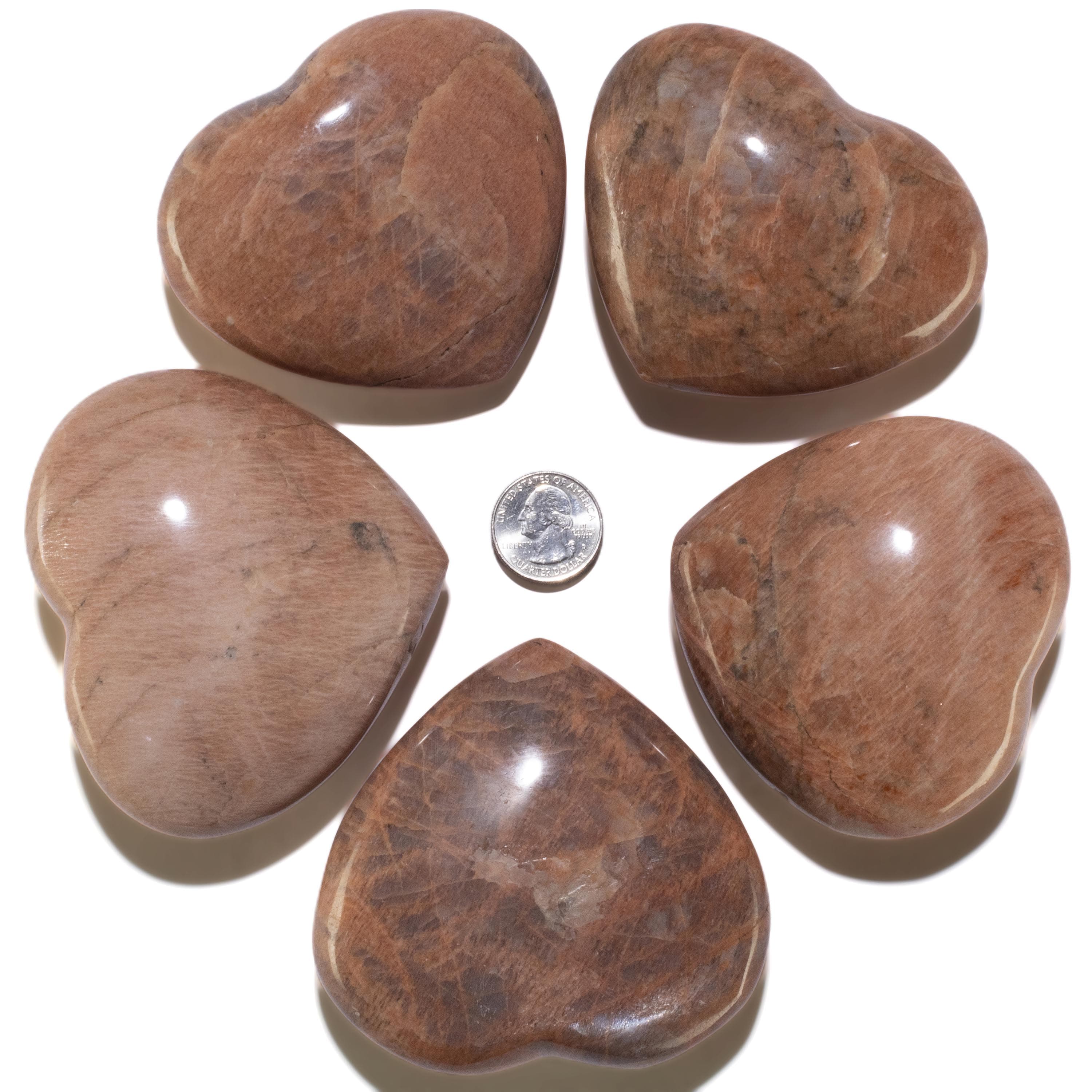 KALIFANO Peach Moonstone Peach Moonstone Gemstone Heart Carving 420g / 4in. GH400-PM