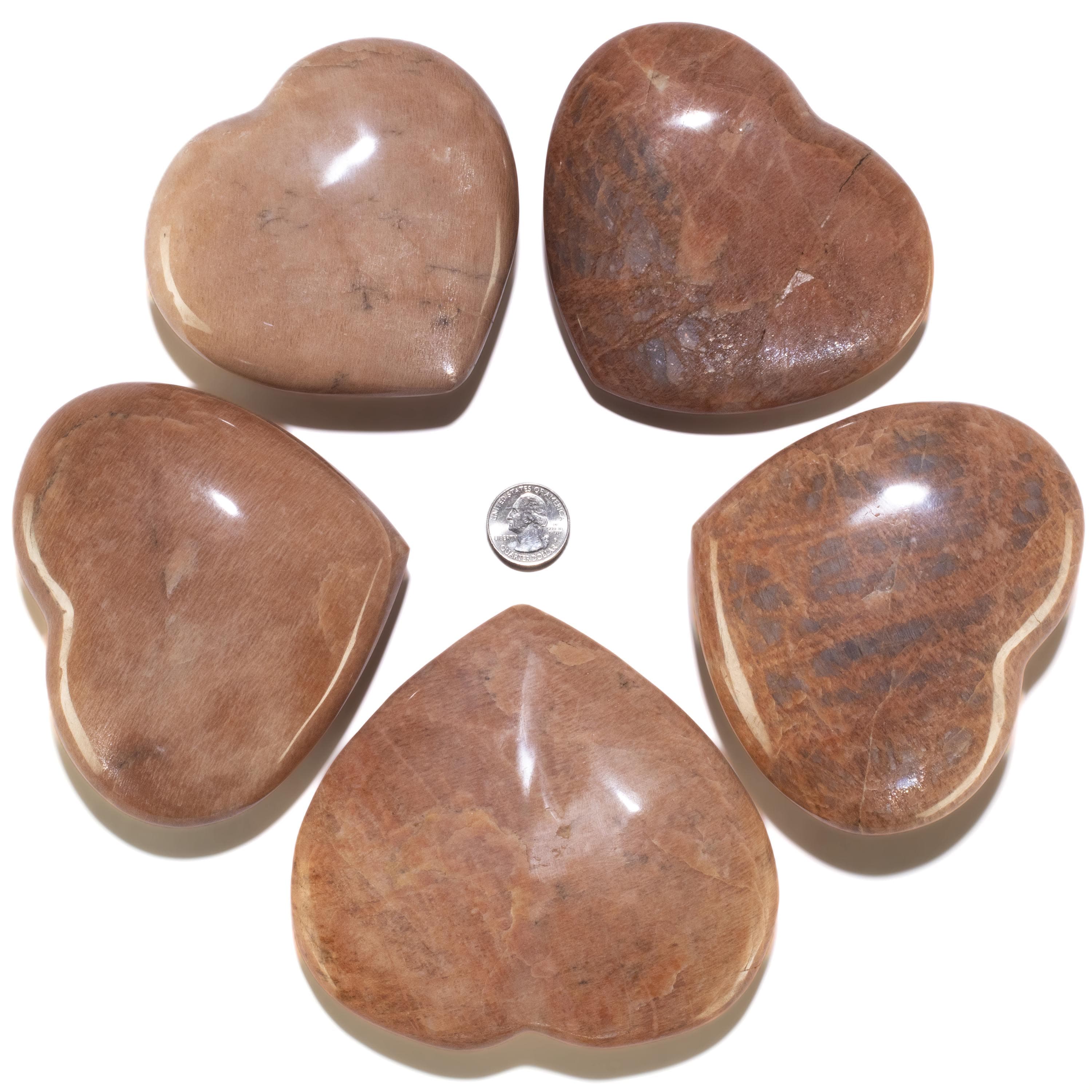 KALIFANO Peach Moonstone Peach Moonstone Gemstone Heart Carving 800g / 5in. GH800-PM