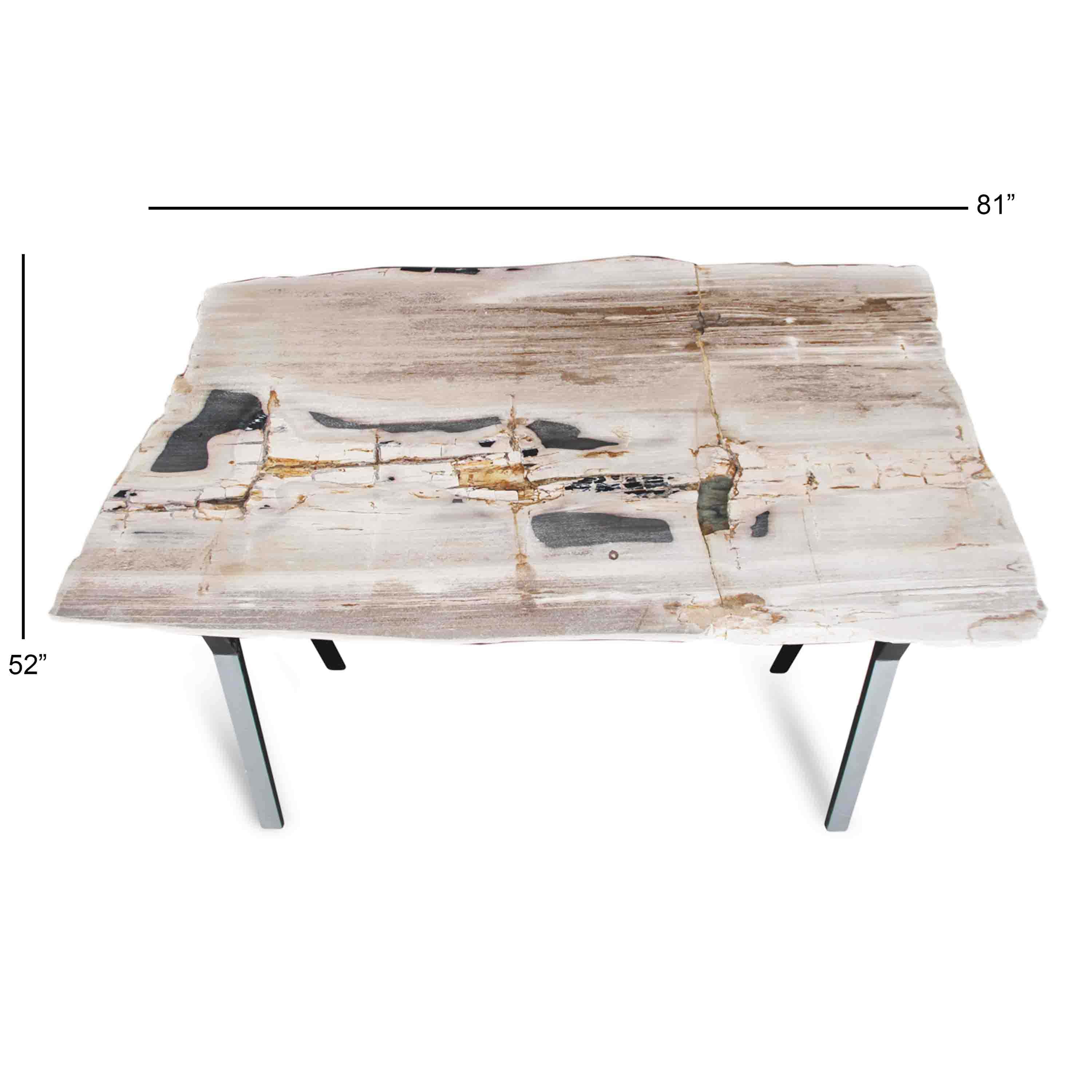 Kalifano Petrified Wood Natural Polished Petrified Wood Rectangular Table Top from Indonesia - 81" / 750 lbs PWR27200.001