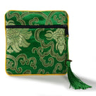 Green Silk Jewlery & Coin Pouch with Zipper