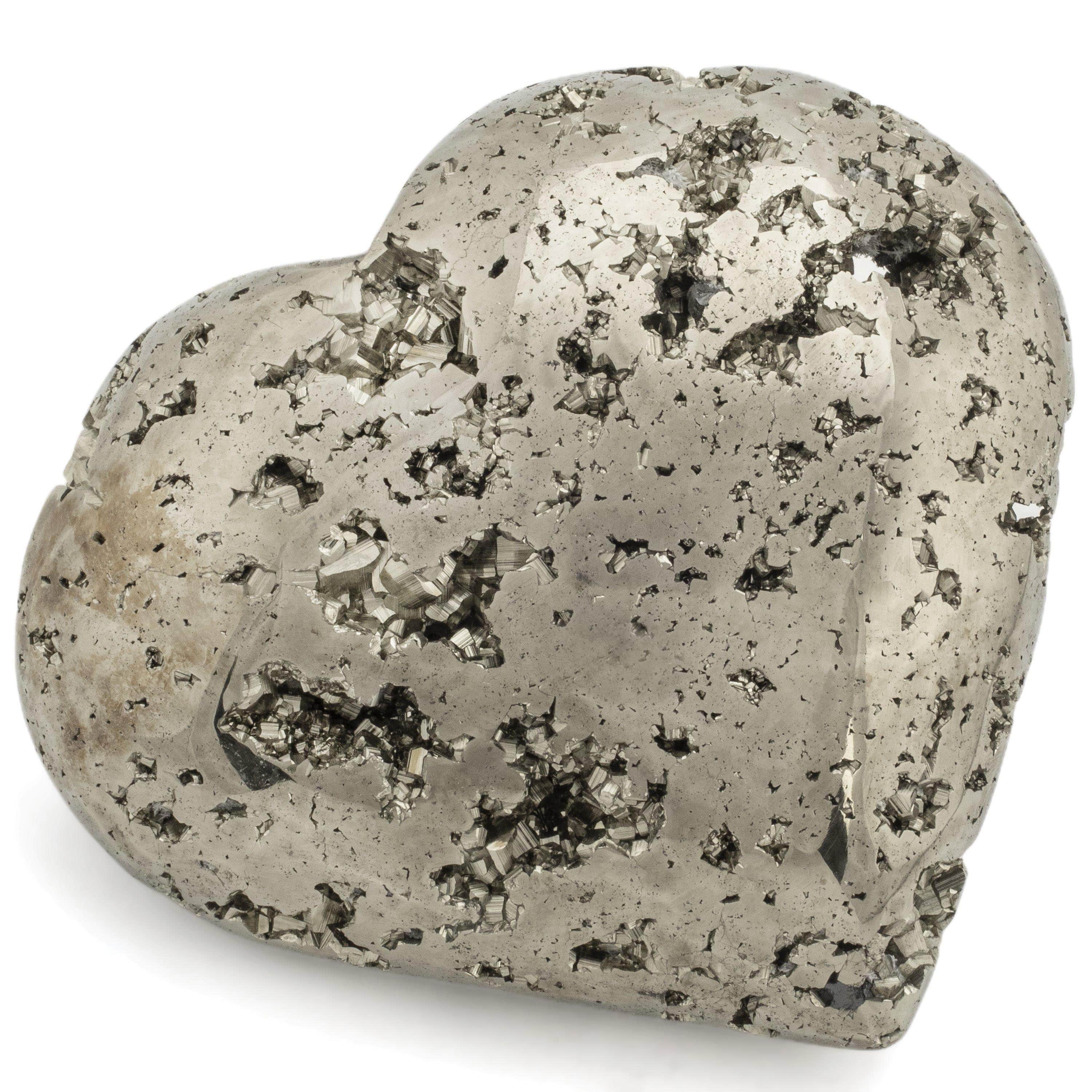 Kalifano Pyrite Pyrite Heart Carving 4" / 550g GH600-PC