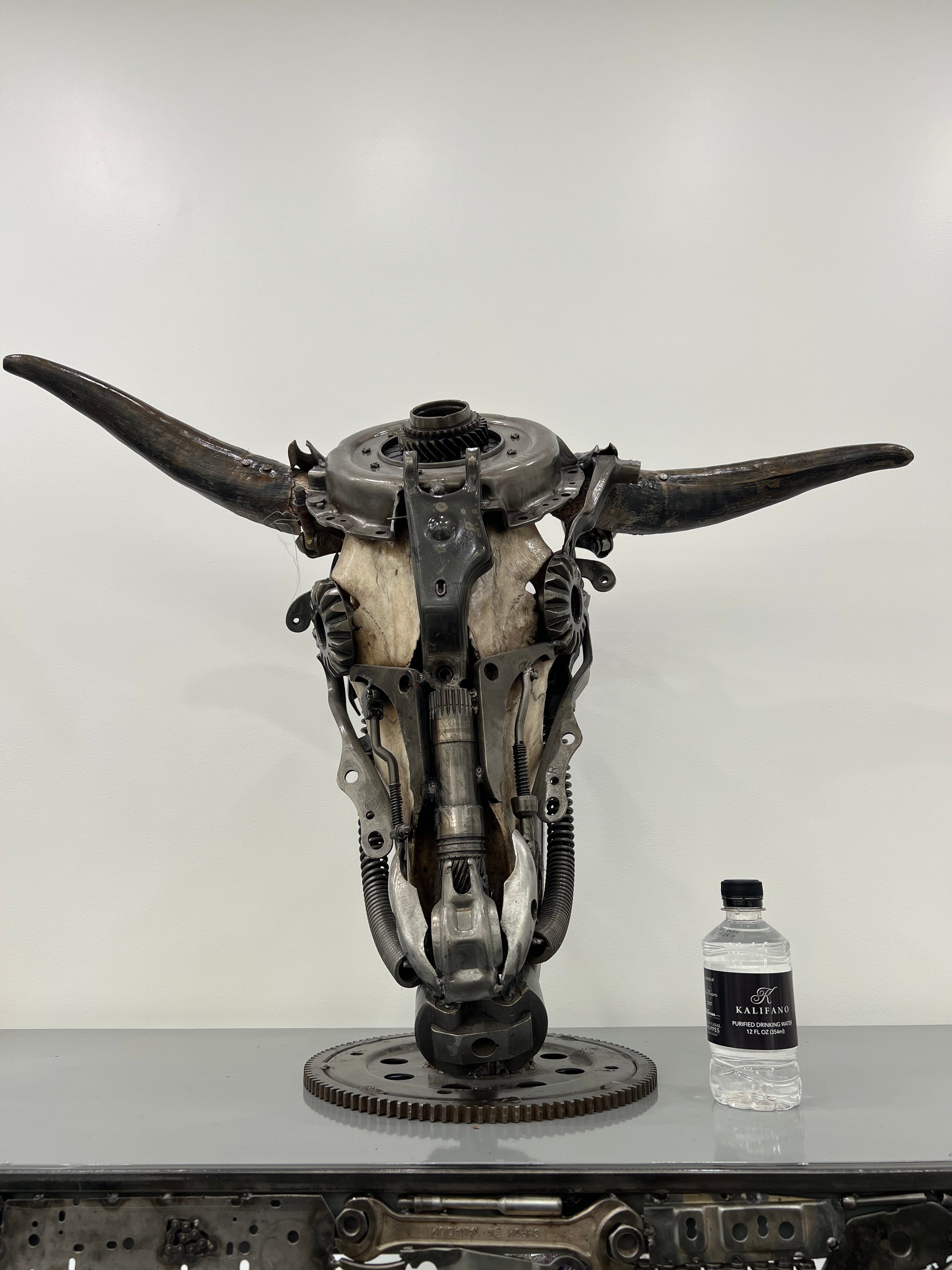Kalifano Recycled Metal Art Bull Skull Recycled Metal Art Sculpture RMS-BSK-S24