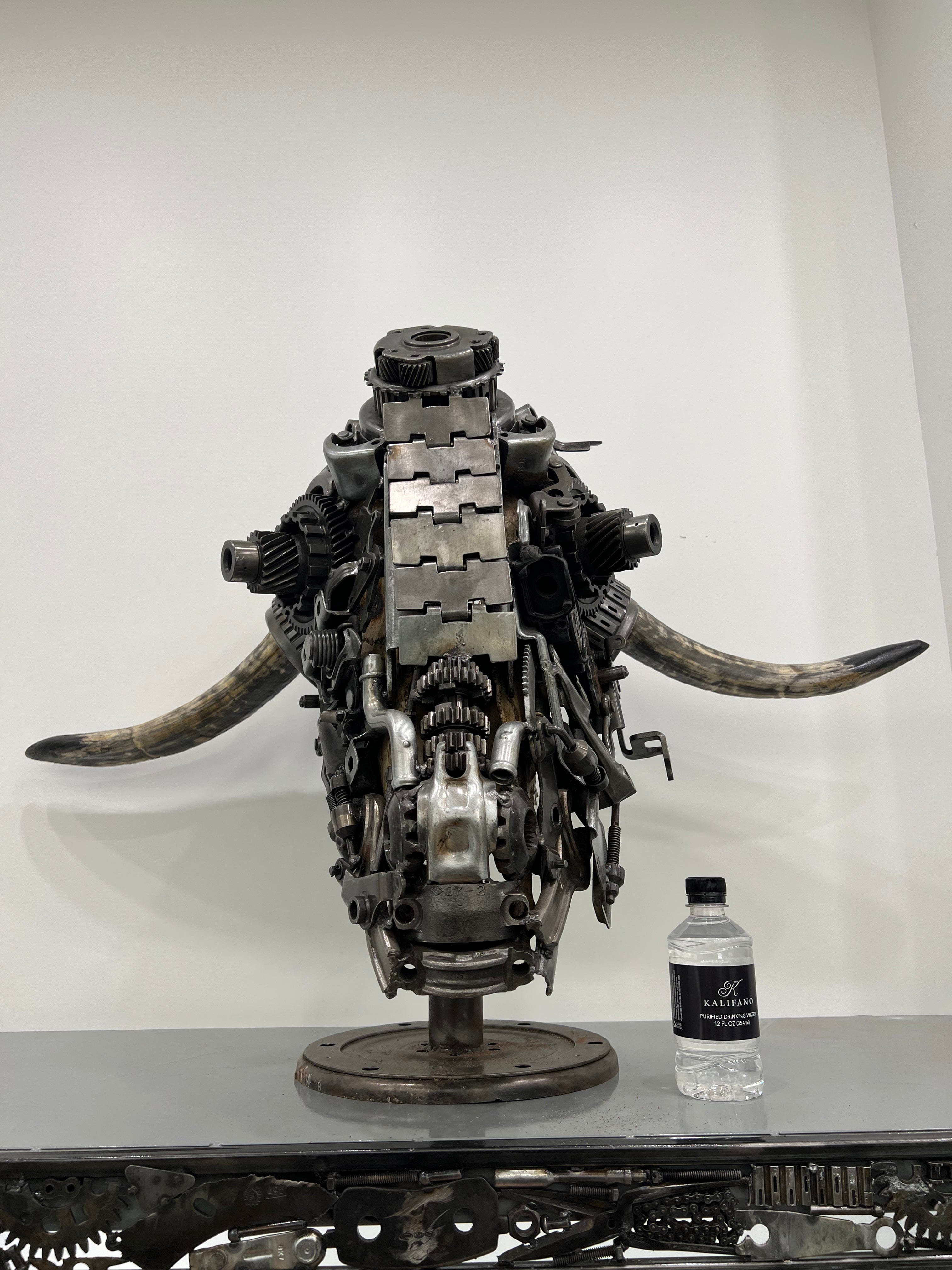 Kalifano Recycled Metal Art Bull Skull Recycled Metal Art Sculpture RMS-BSK-S67