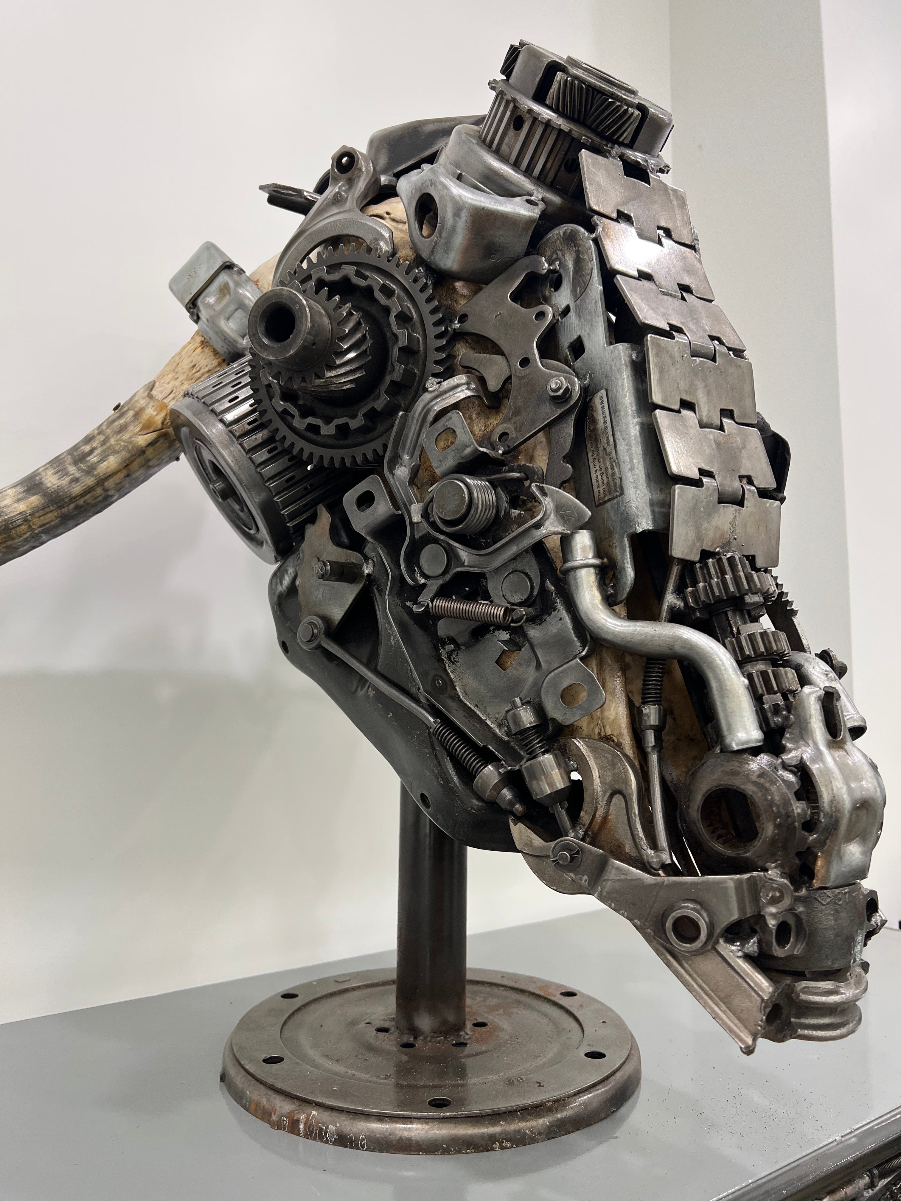 Kalifano Recycled Metal Art Bull Skull Recycled Metal Art Sculpture RMS-BSK-S67