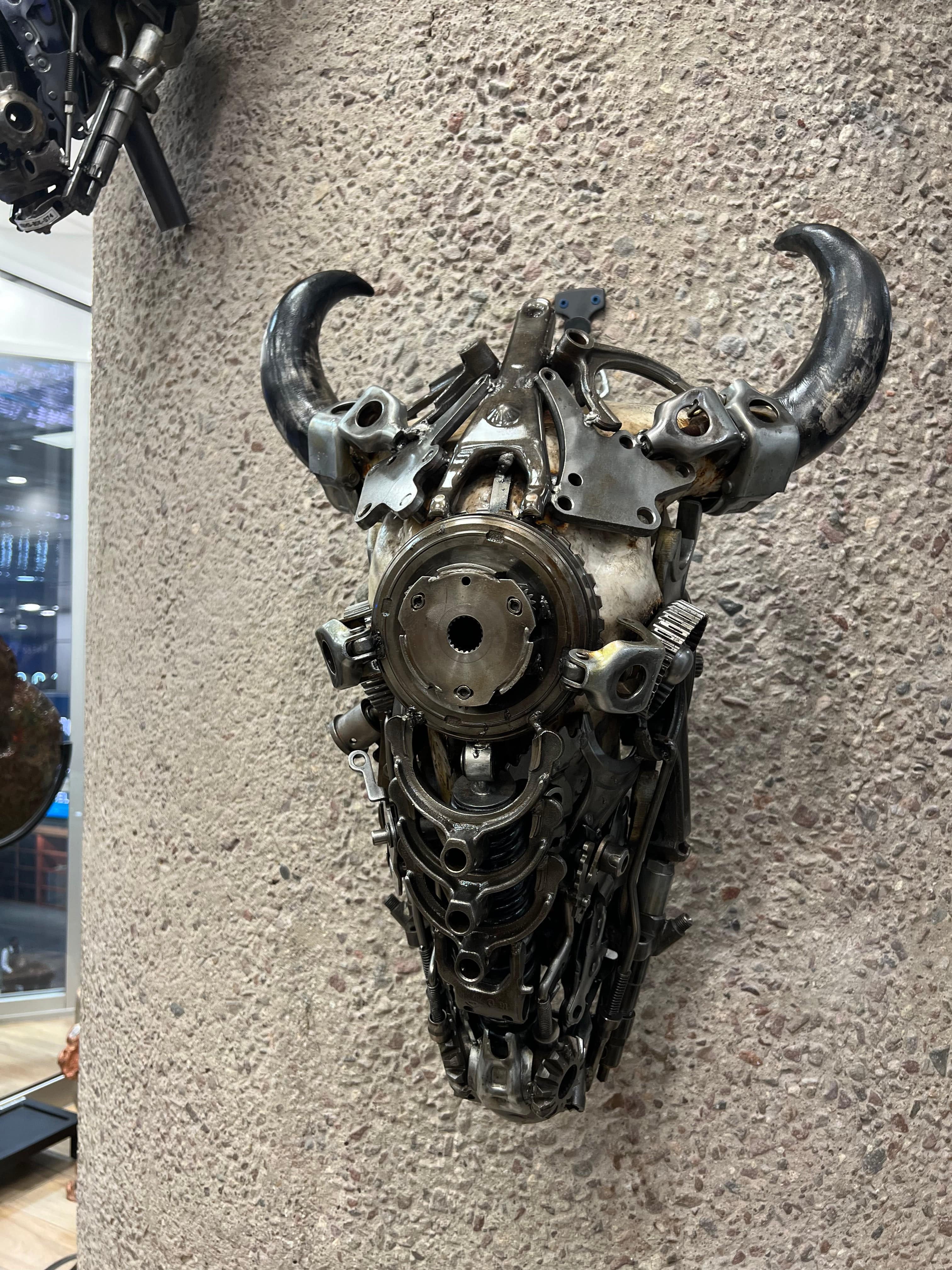 Kalifano Recycled Metal Art Bull Skull Recycled Metal Art Sculpture RMS-BSK-S85