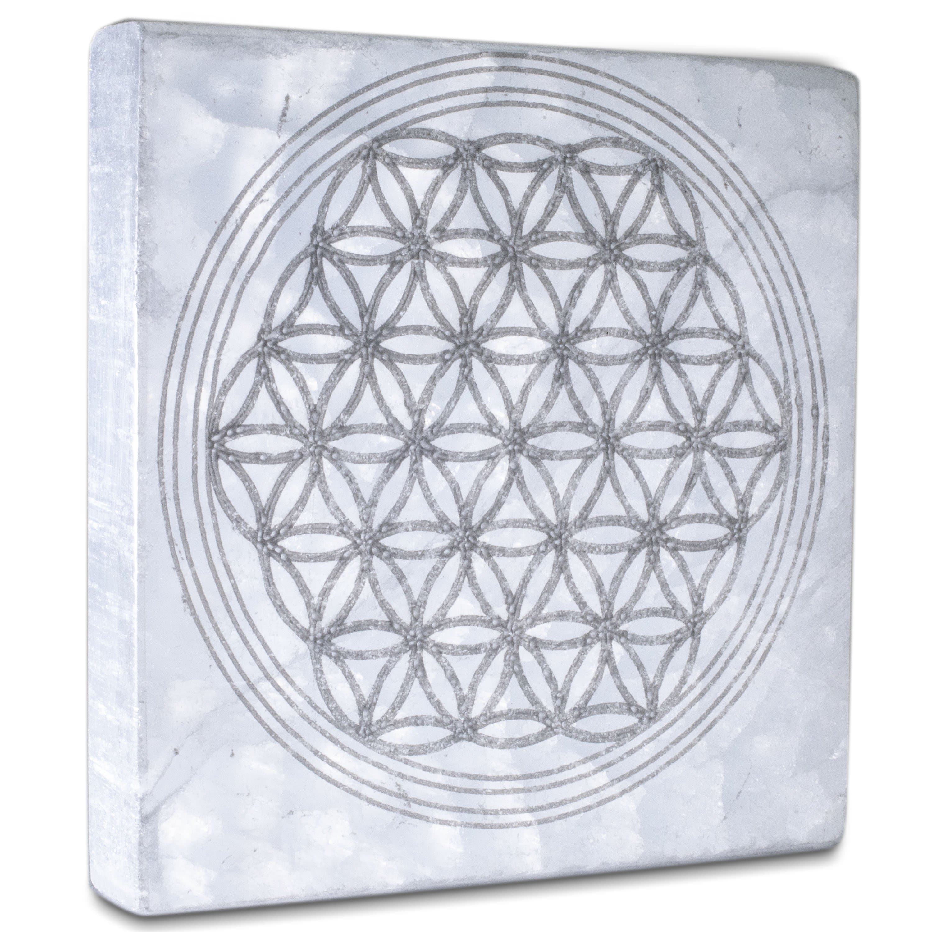 Kalifano Selenite Geometric Selenite Crystal Charging Plate SCP7-G