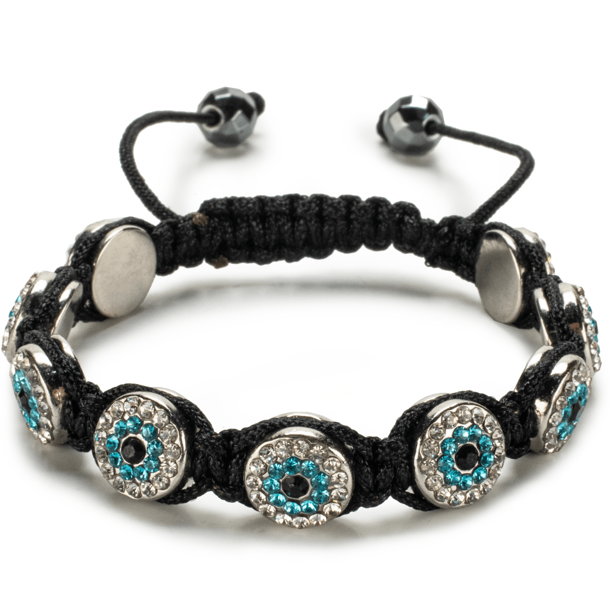 Aquamarine Crystal Evil Eye Shamballa Bracelet