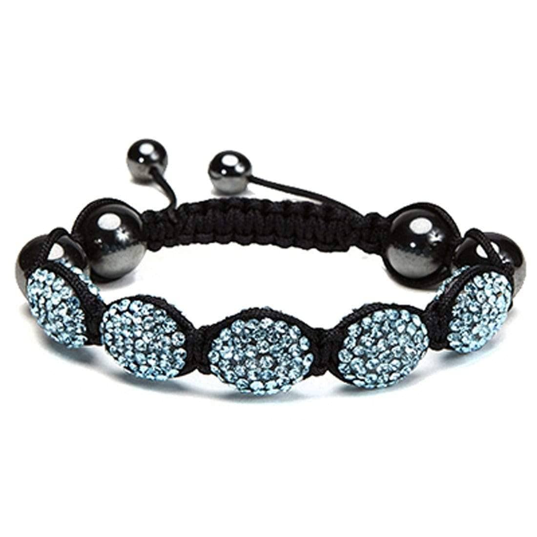 Kalifano Shamballa Bracelets Aquamarine Crystal Oval Shamballa Bracelet SBOV-A