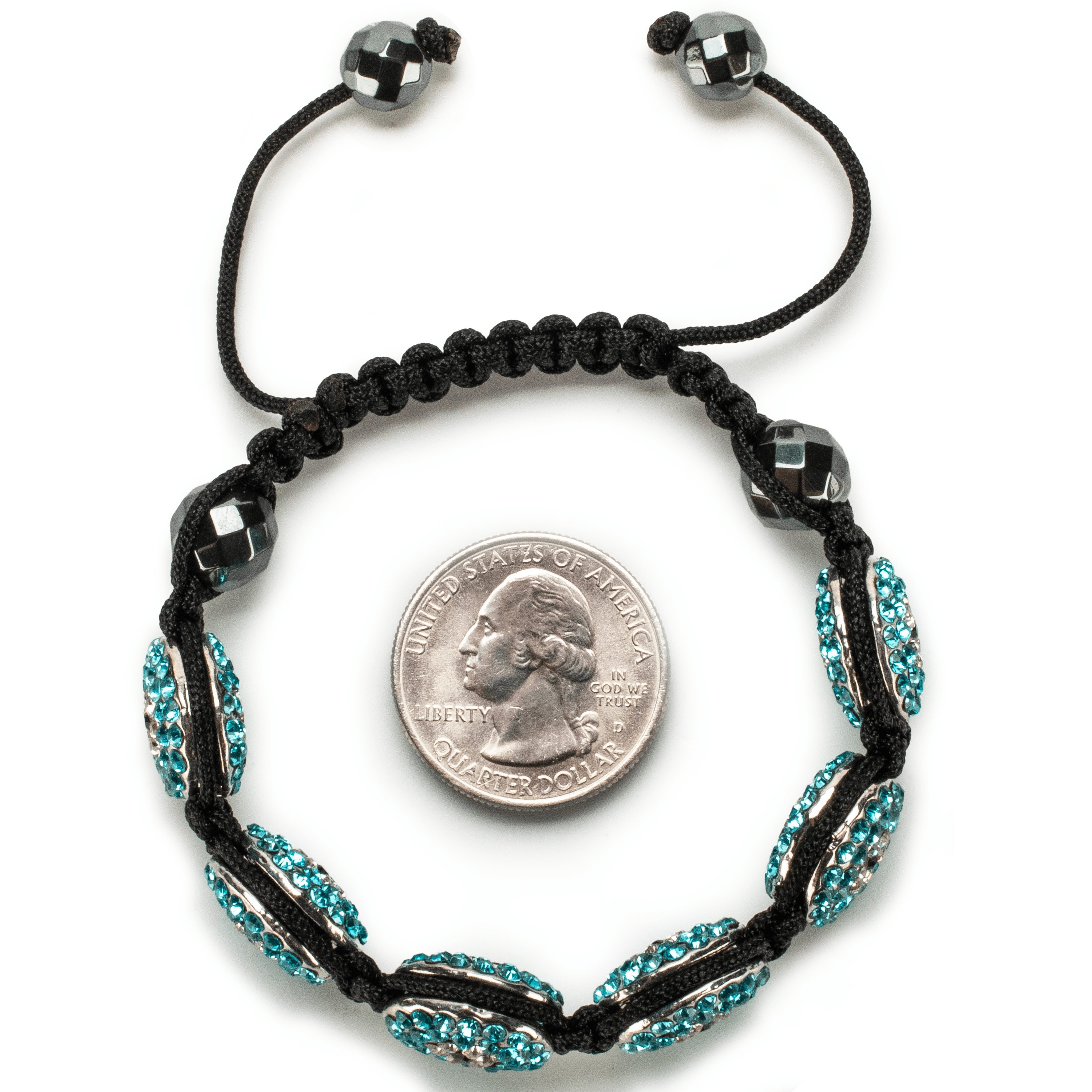 Kalifano Shamballa Bracelets Aquamarine Crystal Oval Shamballa Bracelet SBOV-EE-A