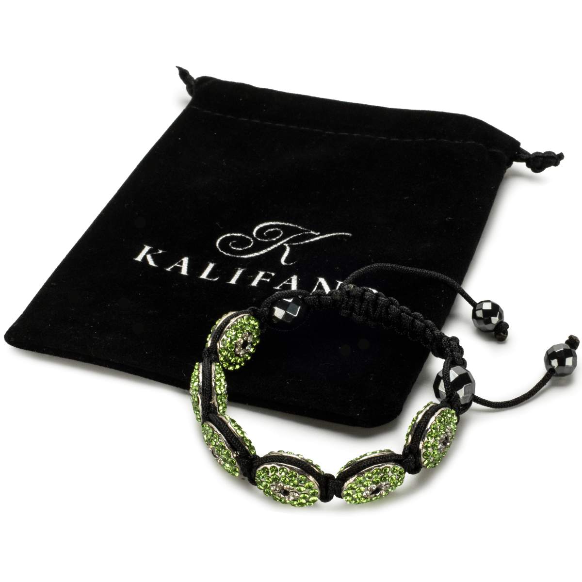 Kalifano Shamballa Bracelets Peridot Crystal Oval Shamballa Bracelet SBOV-EE-P