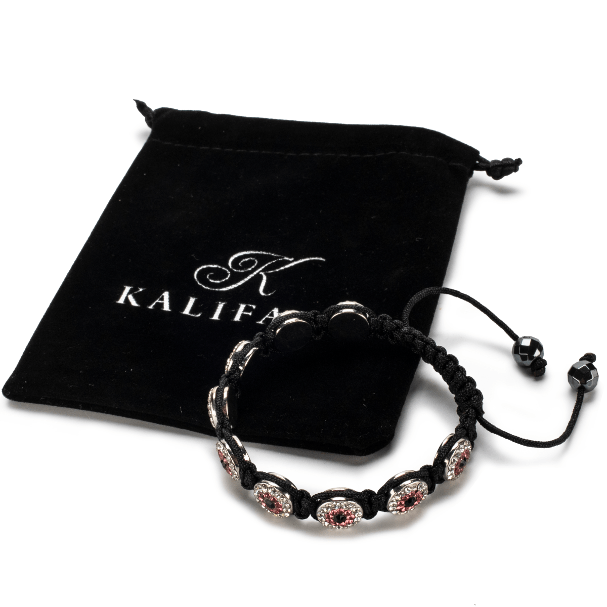 Kalifano Shamballa Bracelets Rose Crystal Evil Eye Shamballa Bracelet SBMF-R