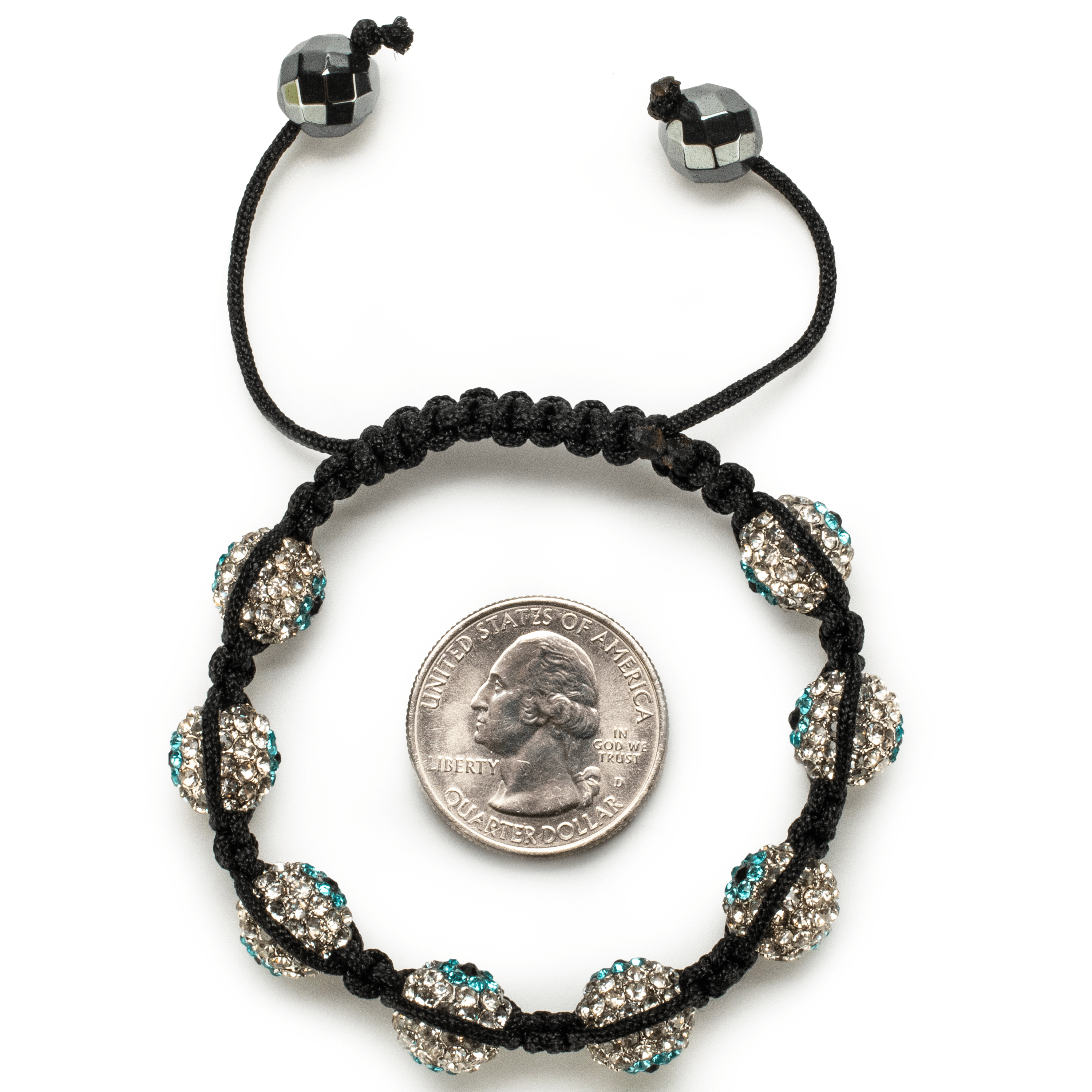 Kalifano Shamballa Bracelets Shamballa Clear With Turquoise Evil Eye Crystal Bracelet SB-EE-18