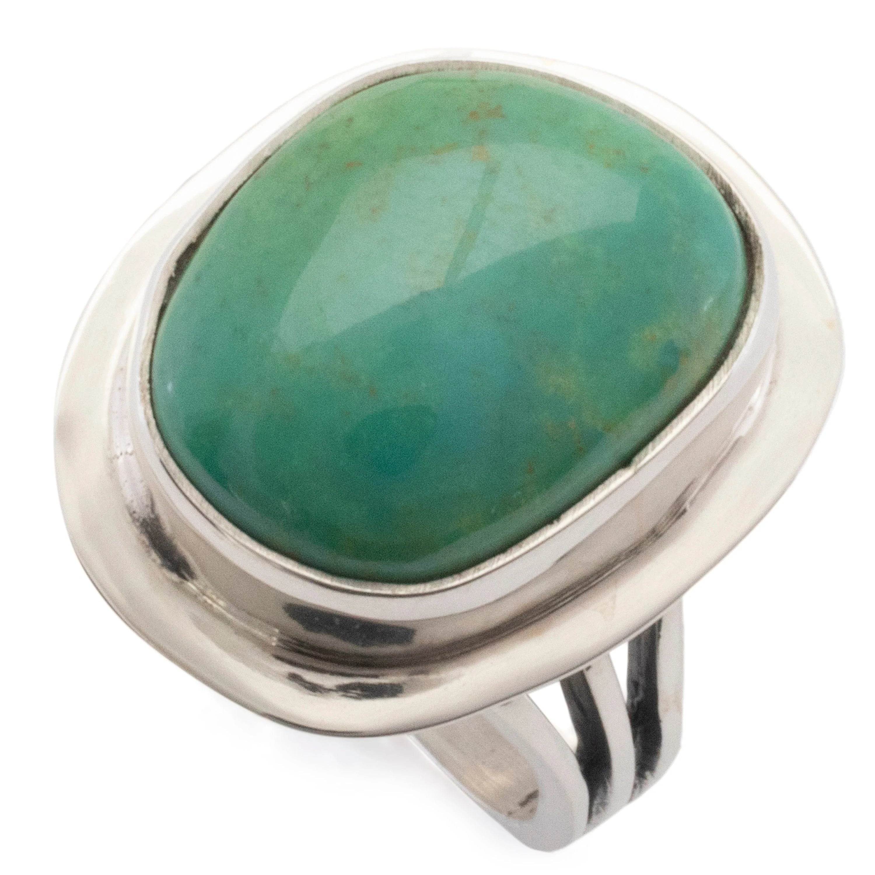 Kalifano Southwest Silver Jewelry 8 Kingman Turquoise USA Handmade 925 Sterling Silver Ring NMR300.003.8