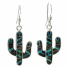 Black Onyx Cactus 925 Sterling Silver Earring with French Hook USA Handmade