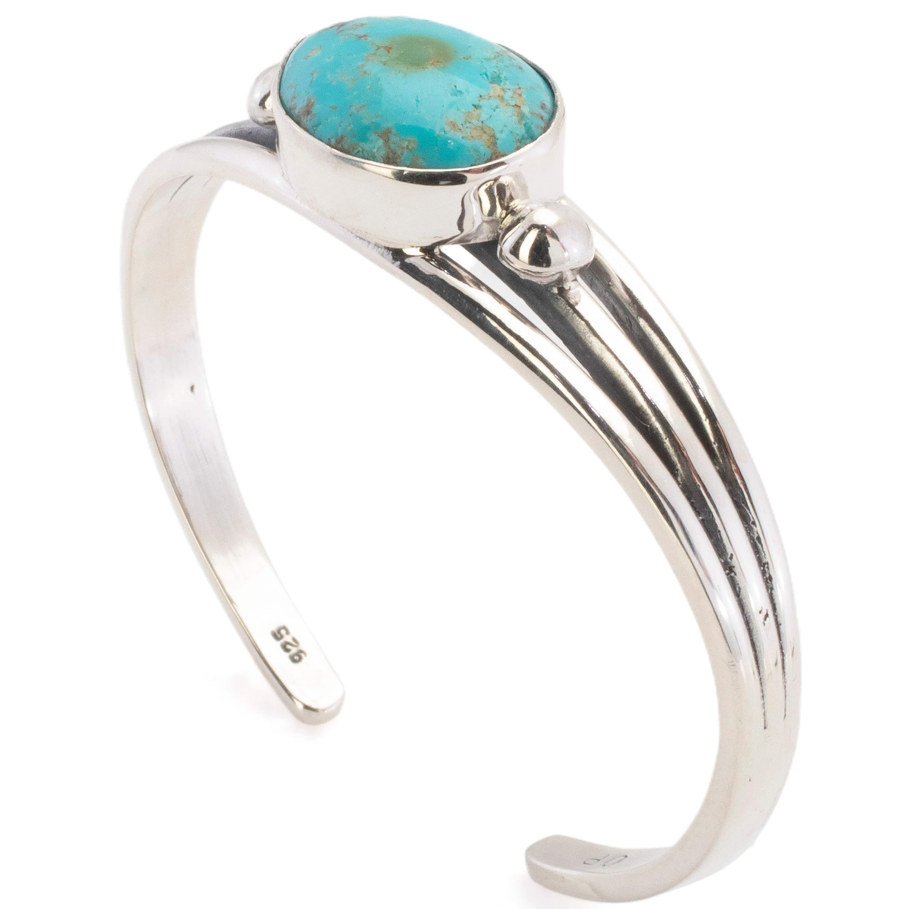 Kalifano Southwest Silver Jewelry Kingman Turquoise USA Handmade 925 Sterling Silver Cuff NMB800.001