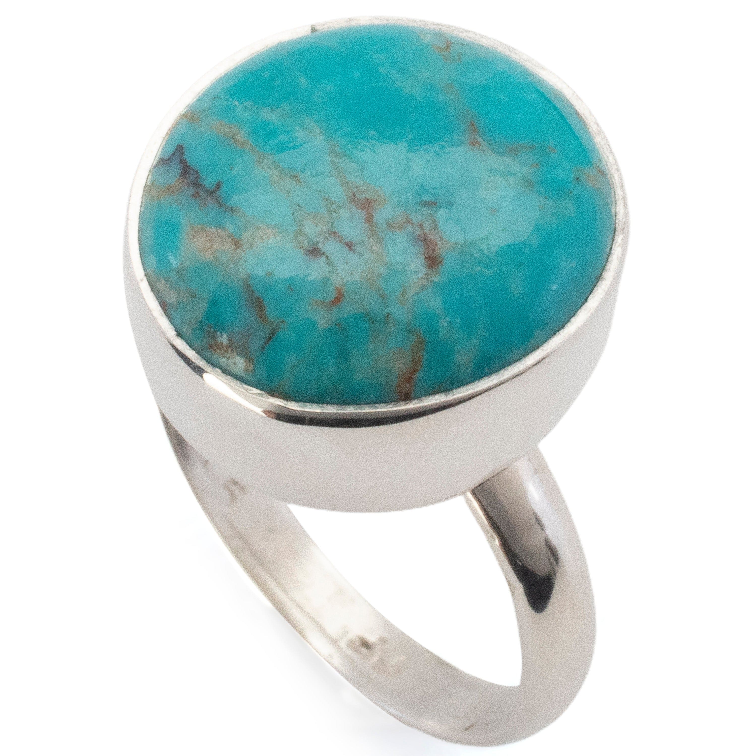 Kalifano Southwest Silver Jewelry Kingman Turquoise USA Handmade 925 Sterling Silver Ring
