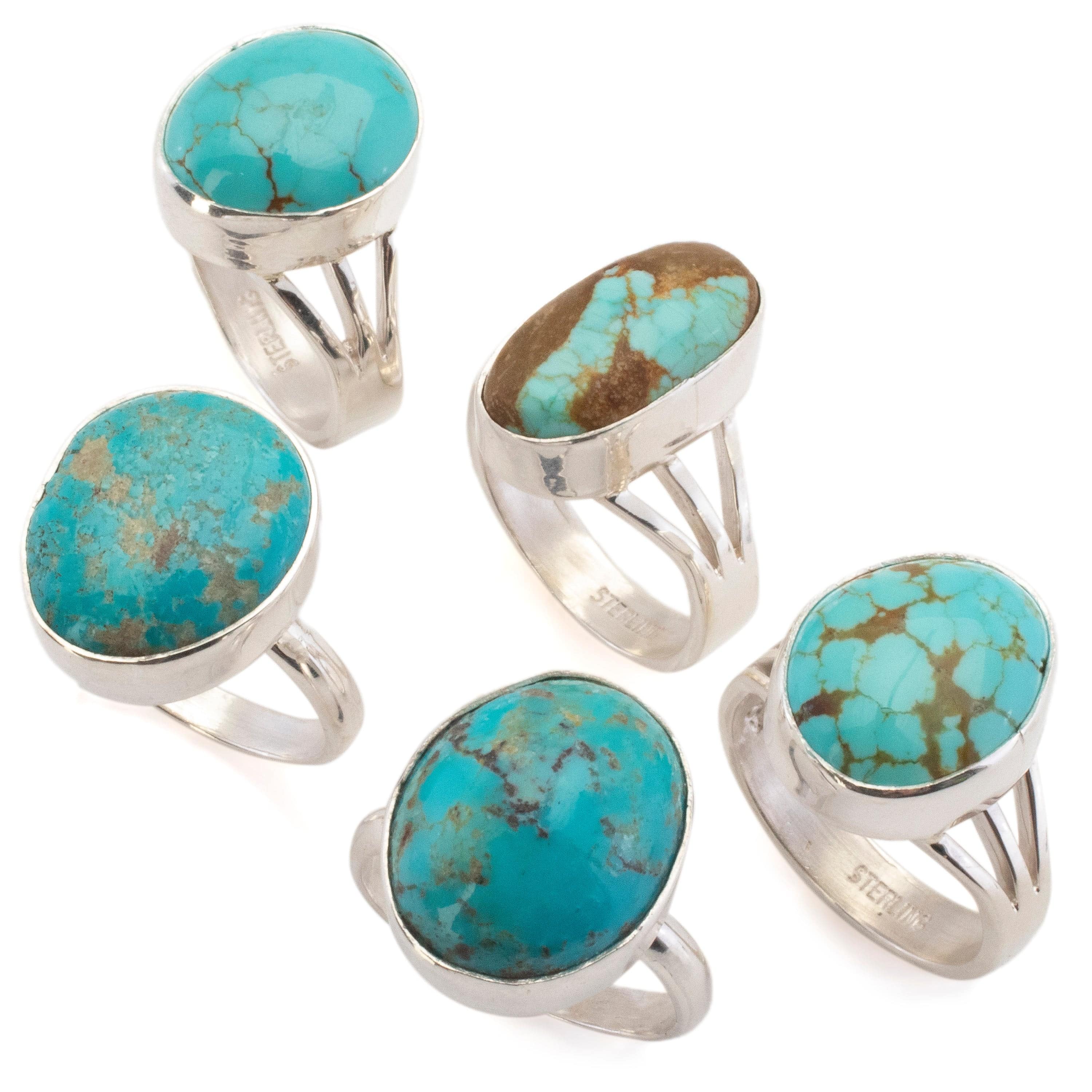 Kalifano Southwest Silver Jewelry Kingman Turquoise USA Handmade 925 Sterling Silver Ring