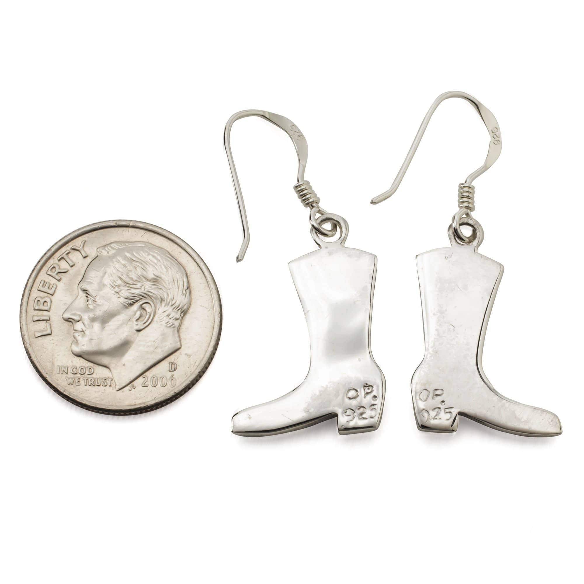 Kalifano Southwest Silver Jewelry Lapis Boot 925 Sterling Silver Earring with French Hook USA Handmade with Aqua Opal Accent NME.2297.LP