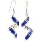 Lapis Spiral 925 Sterling Silver USA Handmade Earring with French Hook