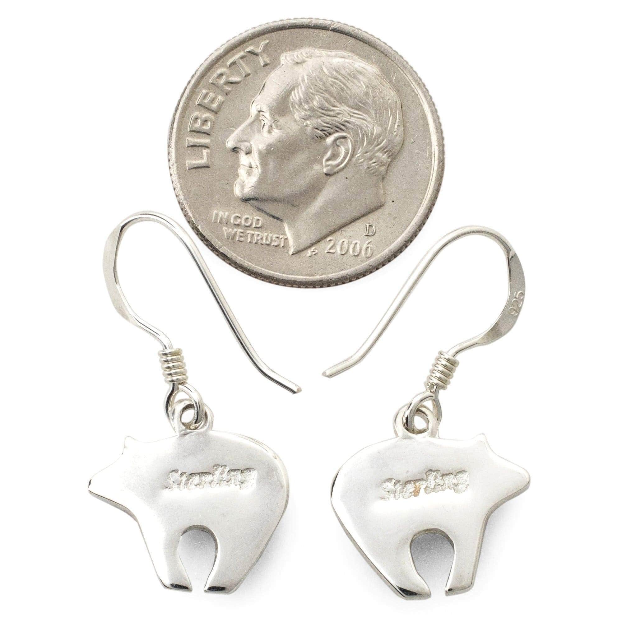 Kalifano Southwest Silver Jewelry Multi Gemstone Bear 925 Sterling Silver Earring with French Hook USA Handmade with Opal Accent NME.2116.MT