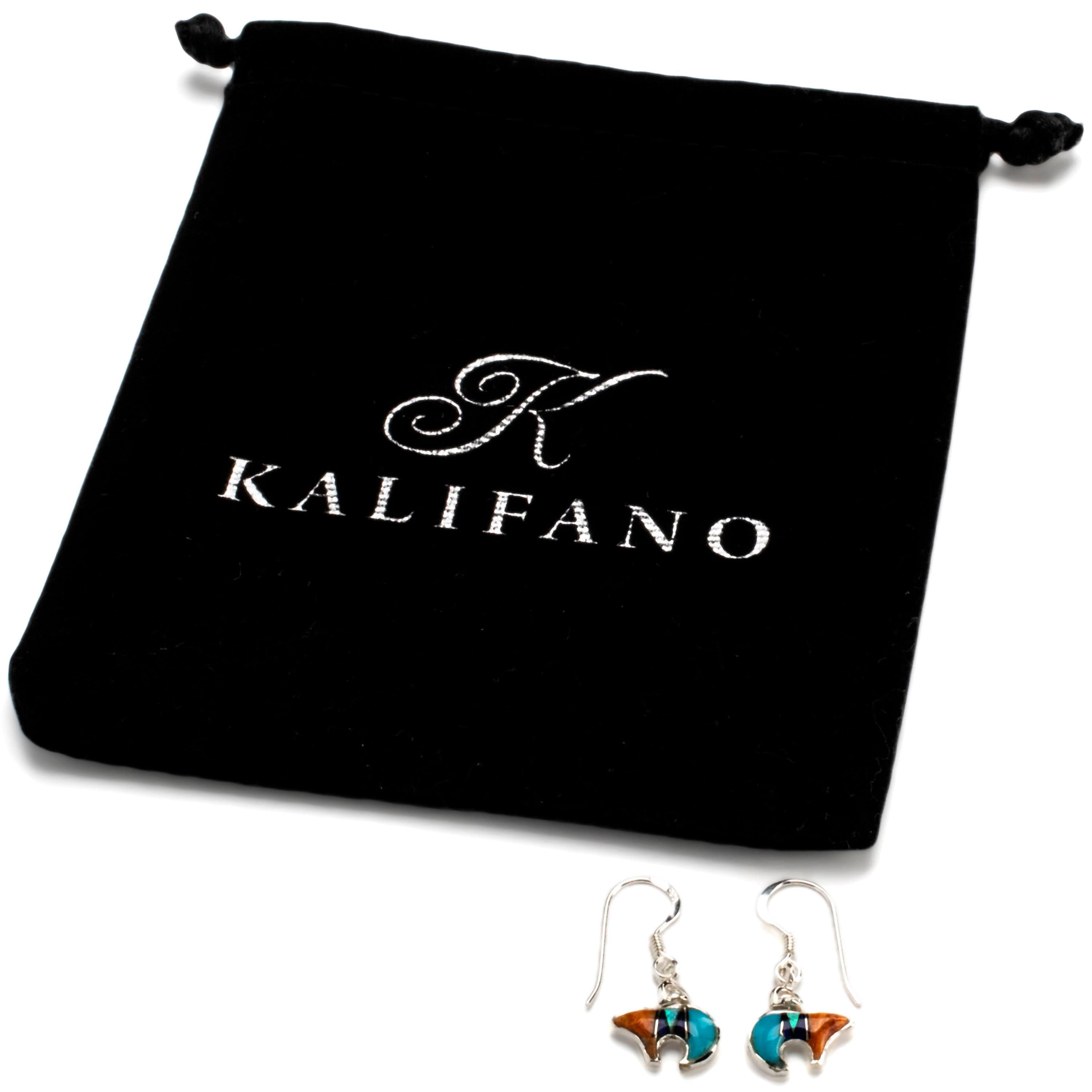 Kalifano Southwest Silver Jewelry Multi Gemstone Bear Earrings Handmade with Sterling Silver and Opal Accent NME.1129.MT