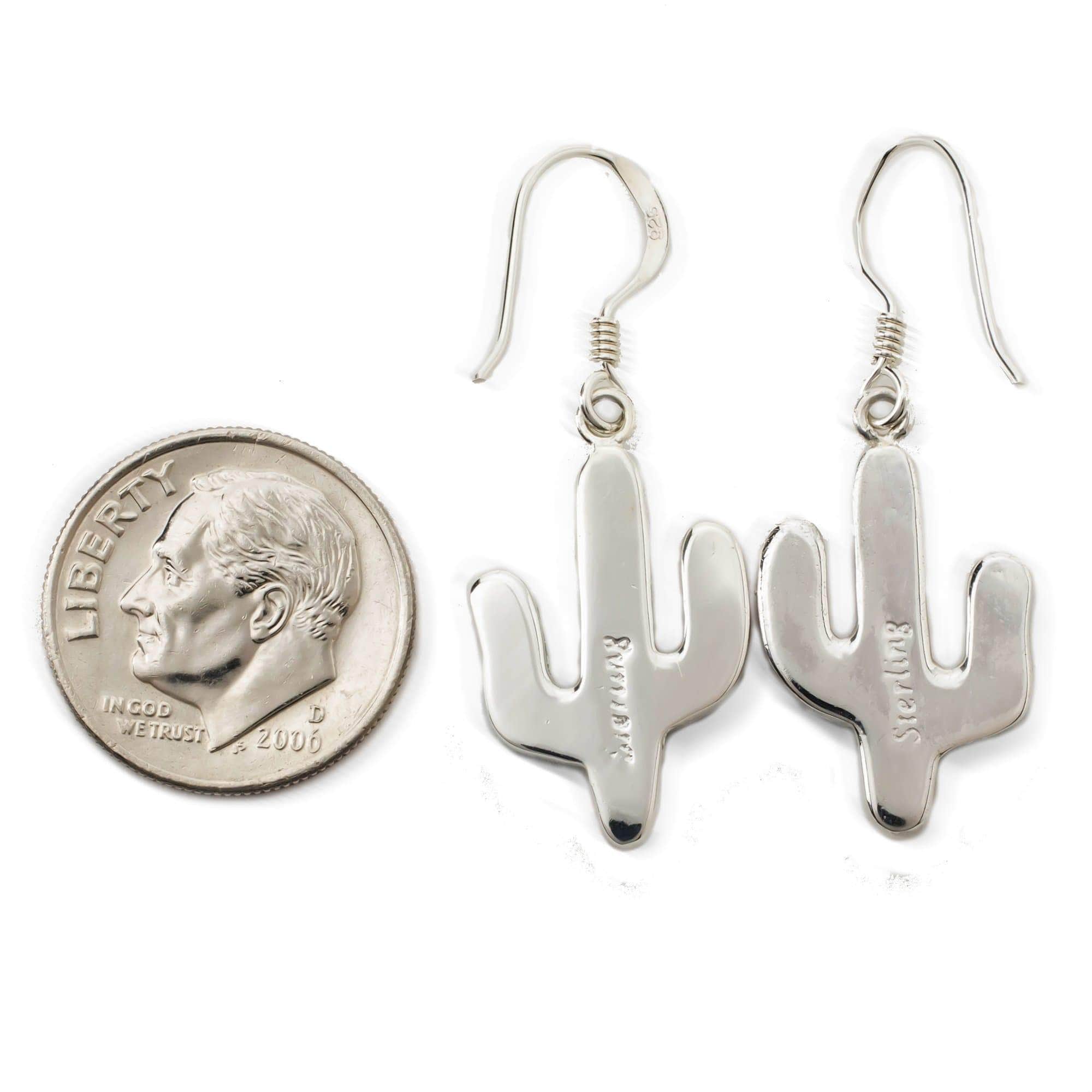 Kalifano Southwest Silver Jewelry Multi Gemstone Cactus 925 Sterling Silver Earring with French Hook USA Handmade with Opal Accent NME.0602.MT