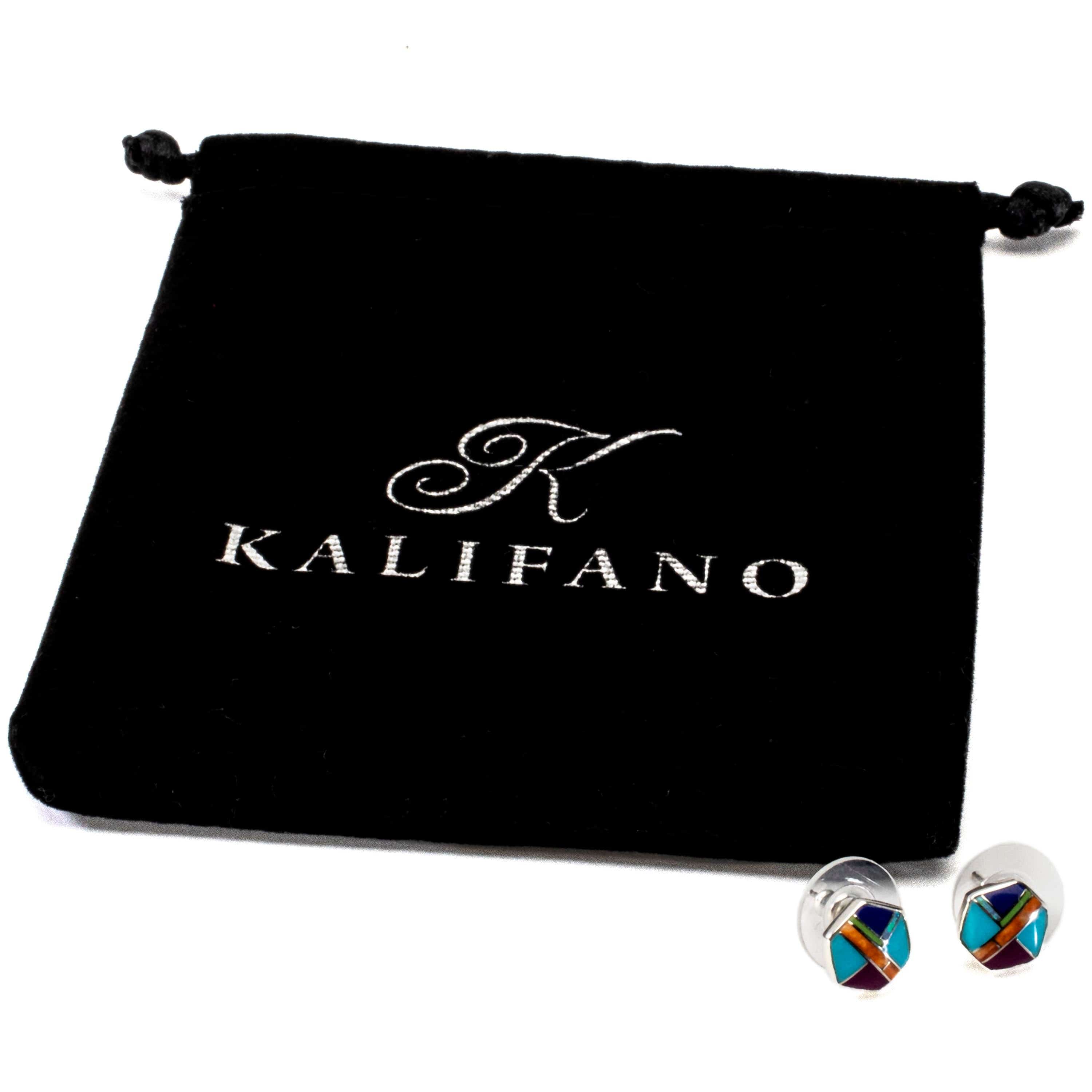 Kalifano Southwest Silver Jewelry Multi Gemstone Earrings Handmade with Sterling Silver and Opal Accent NME.2264.MT