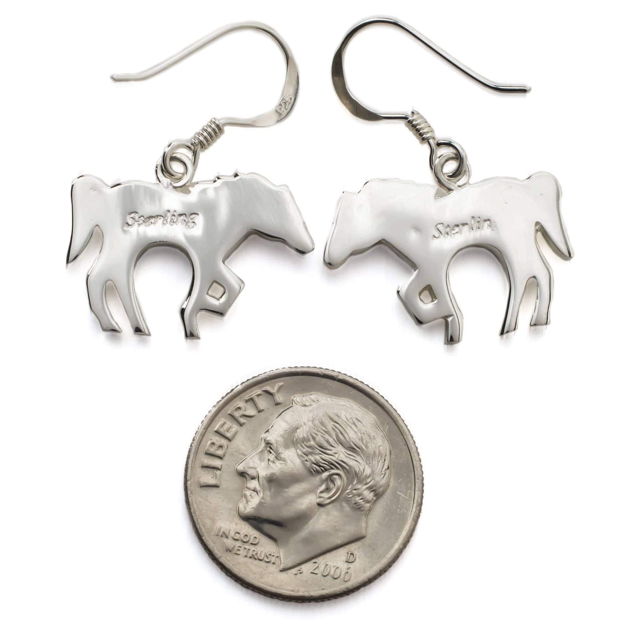 Kalifano Southwest Silver Jewelry Multi Gemstone Horse 925 Sterling Silver Earring with French Hook USA Handmade NME.1089.MT