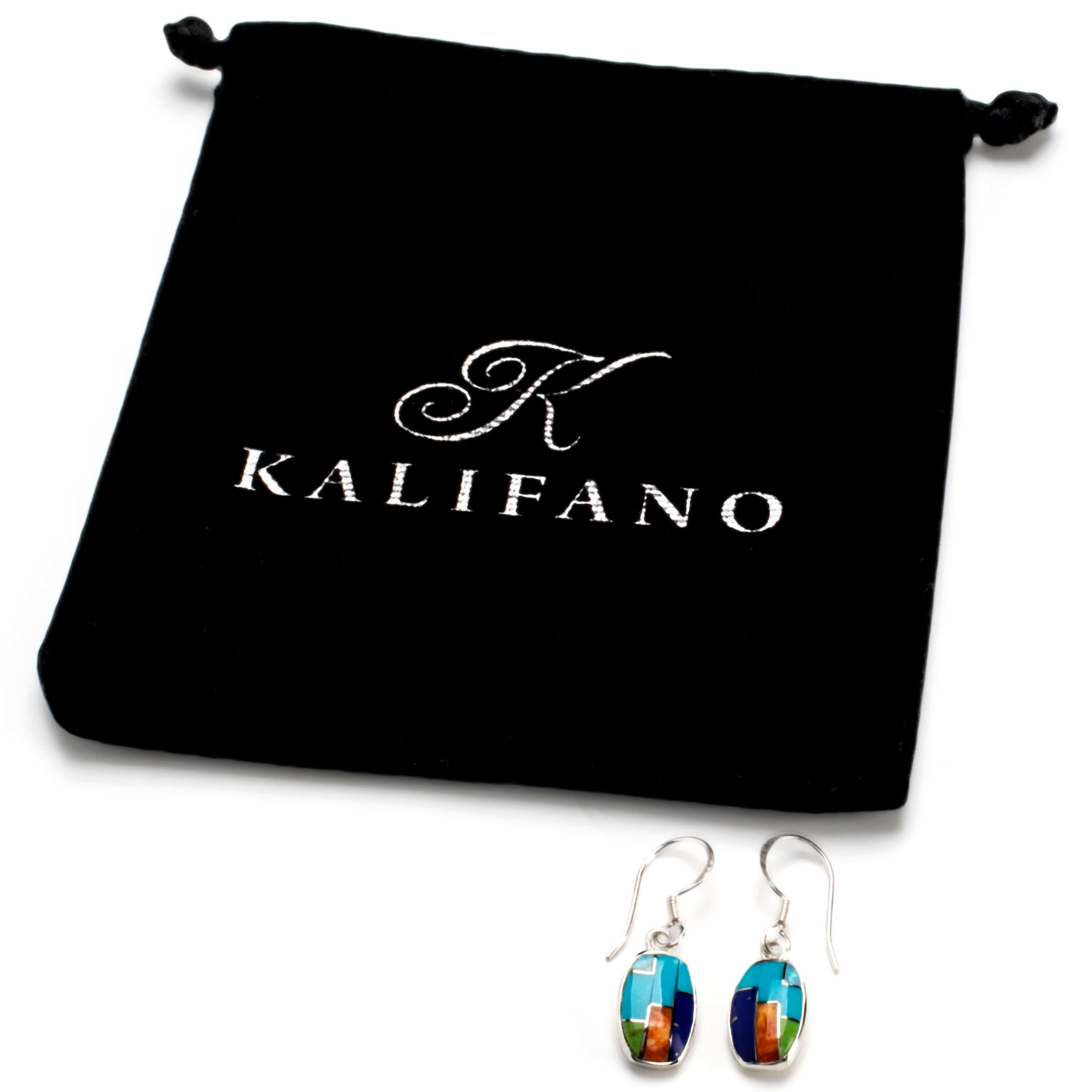 Kalifano Southwest Silver Jewelry Multi Gemstone Oval Earrings Handmade with Sterling Silver and Opal Accent NME.2073.MT
