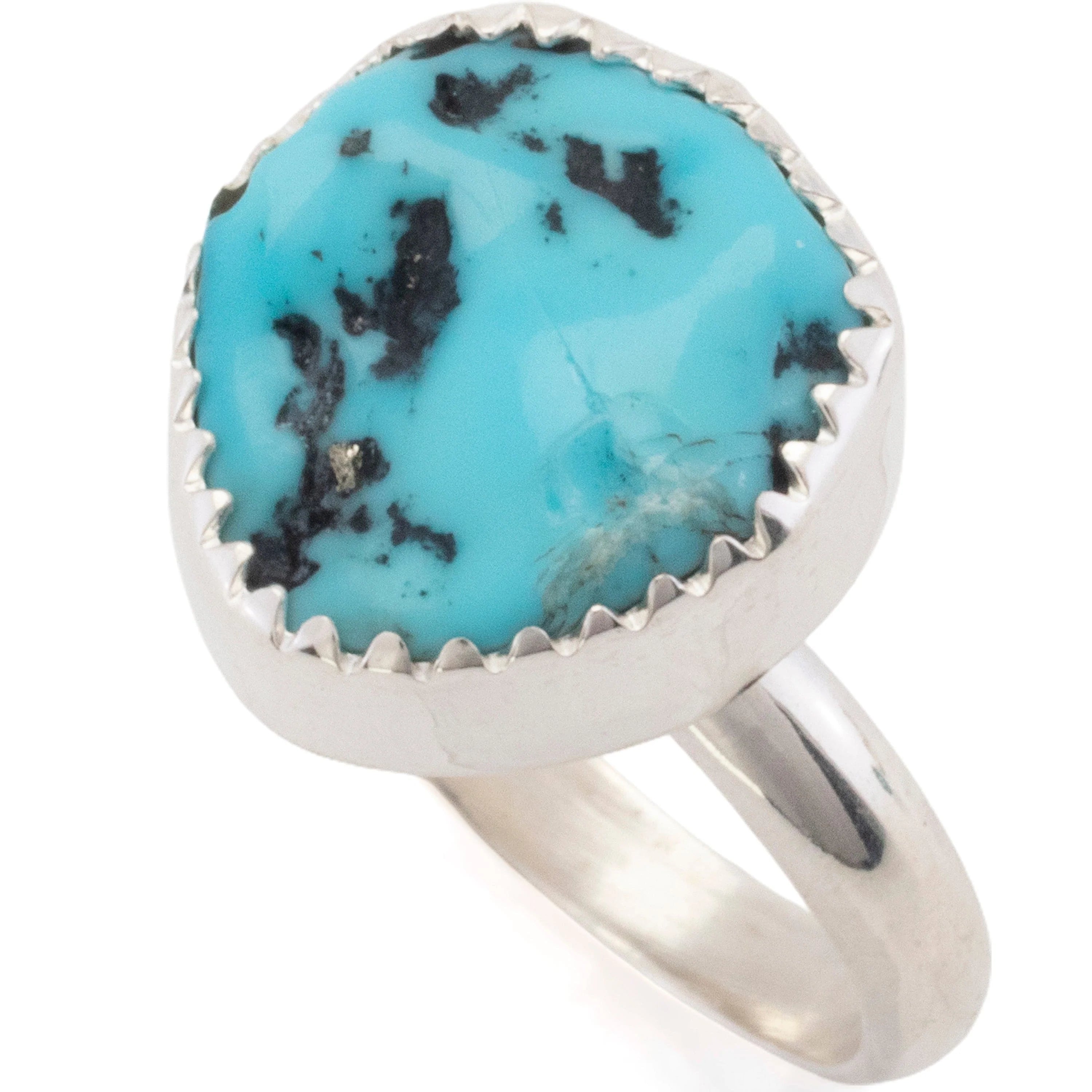 Kalifano Southwest Silver Jewelry Sleeping Beauty Turquoise USA Handmade 925 Sterling Silver Ring