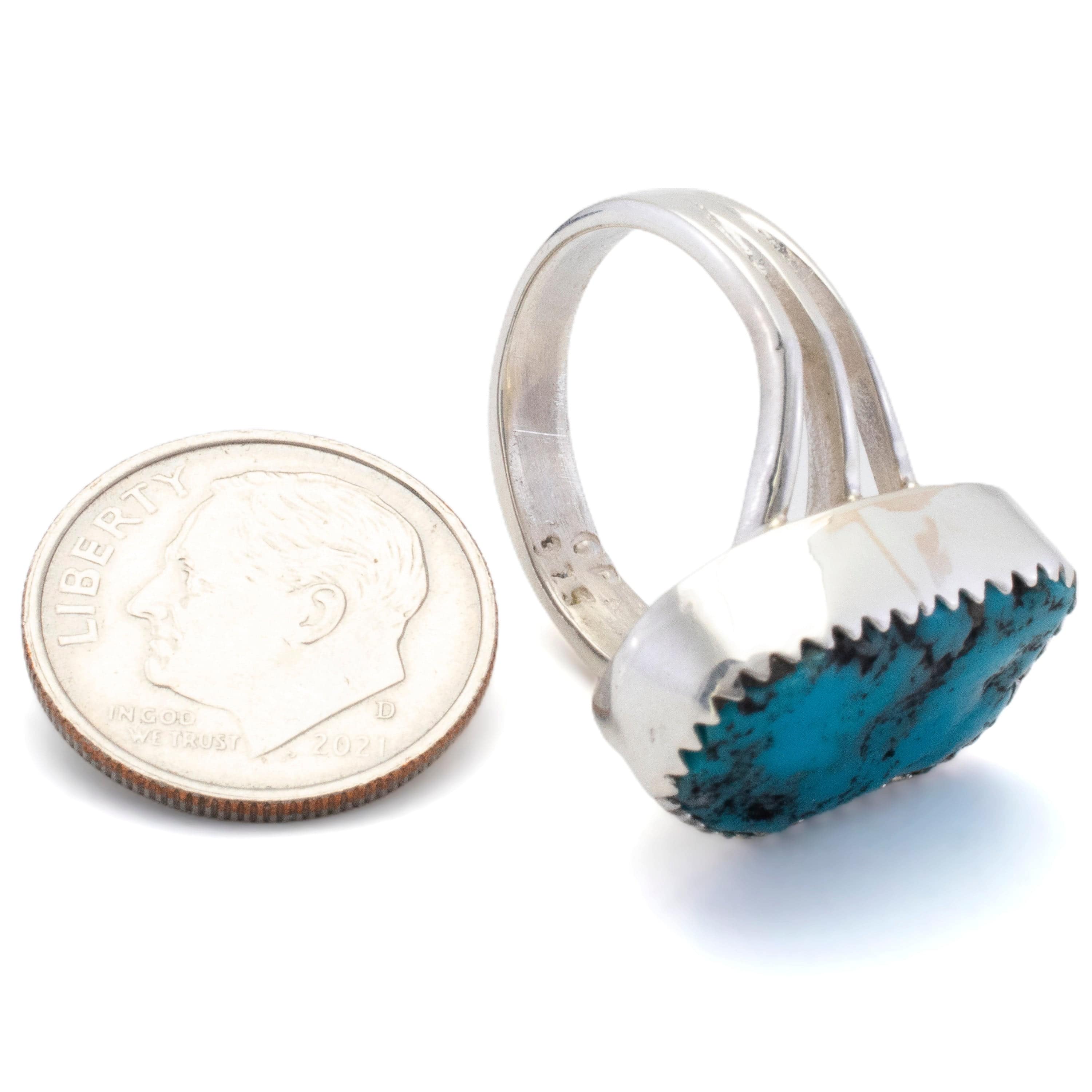 Kalifano Southwest Silver Jewelry Sleeping Beauty Turquoise USA Handmade 925 Sterling Silver Ring
