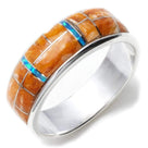 Spiny Oyster Shell 925 Sterling Silver Ring USA Handmade with Labratory Opal Accent