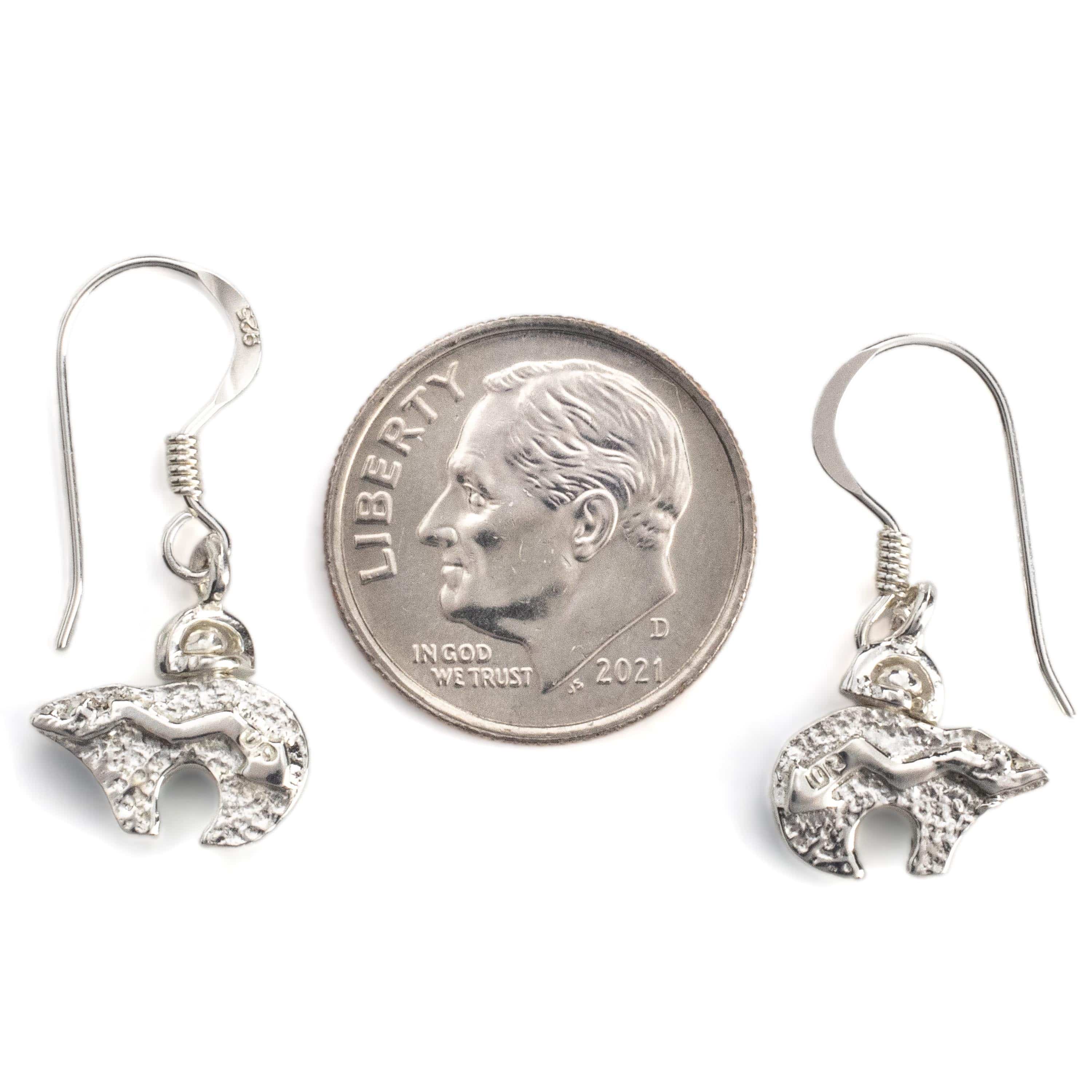 Kalifano Southwest Silver Jewelry Turquoise Bear Earrings Handmade with Sterling Silver and Opal Accent NME.1129.TQ