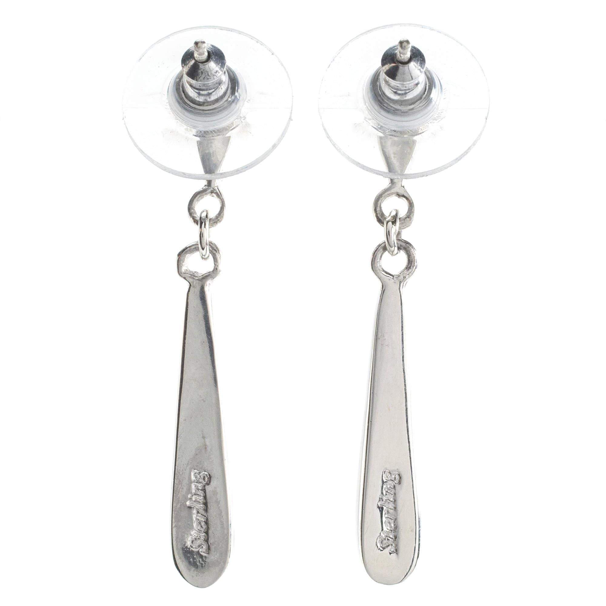 Kalifano Southwest Silver Jewelry Turquoise Drop 925 Sterling Silver Earring with Stud Backing USA Handmade with Opal Accent NME.0618.TQ