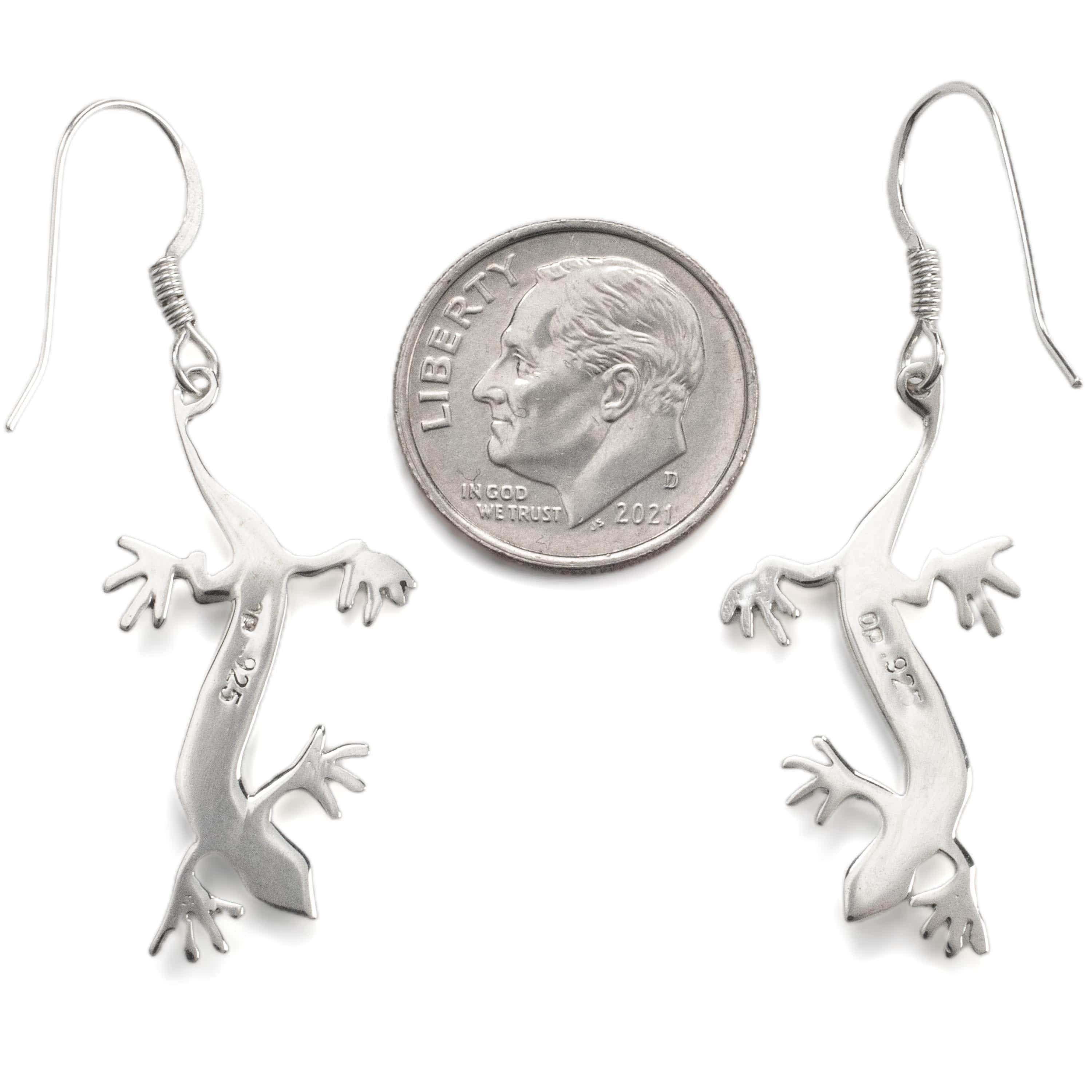 Kalifano Southwest Silver Jewelry Turquoise Lizard Earrings Handmade with Sterling Silver and Opal Accent NME.2164.TQ