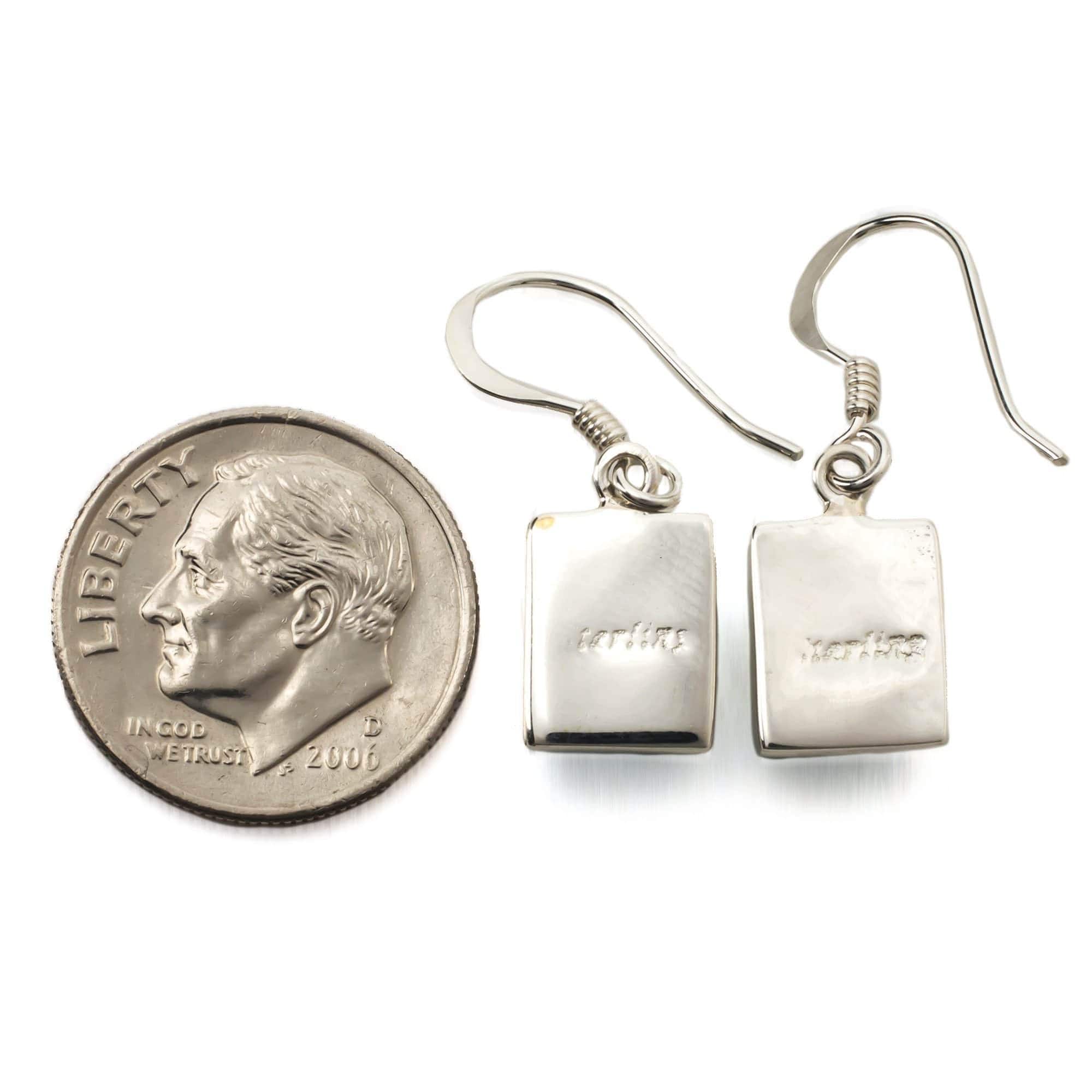Kalifano Southwest Silver Jewelry Turquoise Square 925 Sterling Silver Earring with French Hook USA Handmade with Aqua Opal Accent NME.1116.TQ