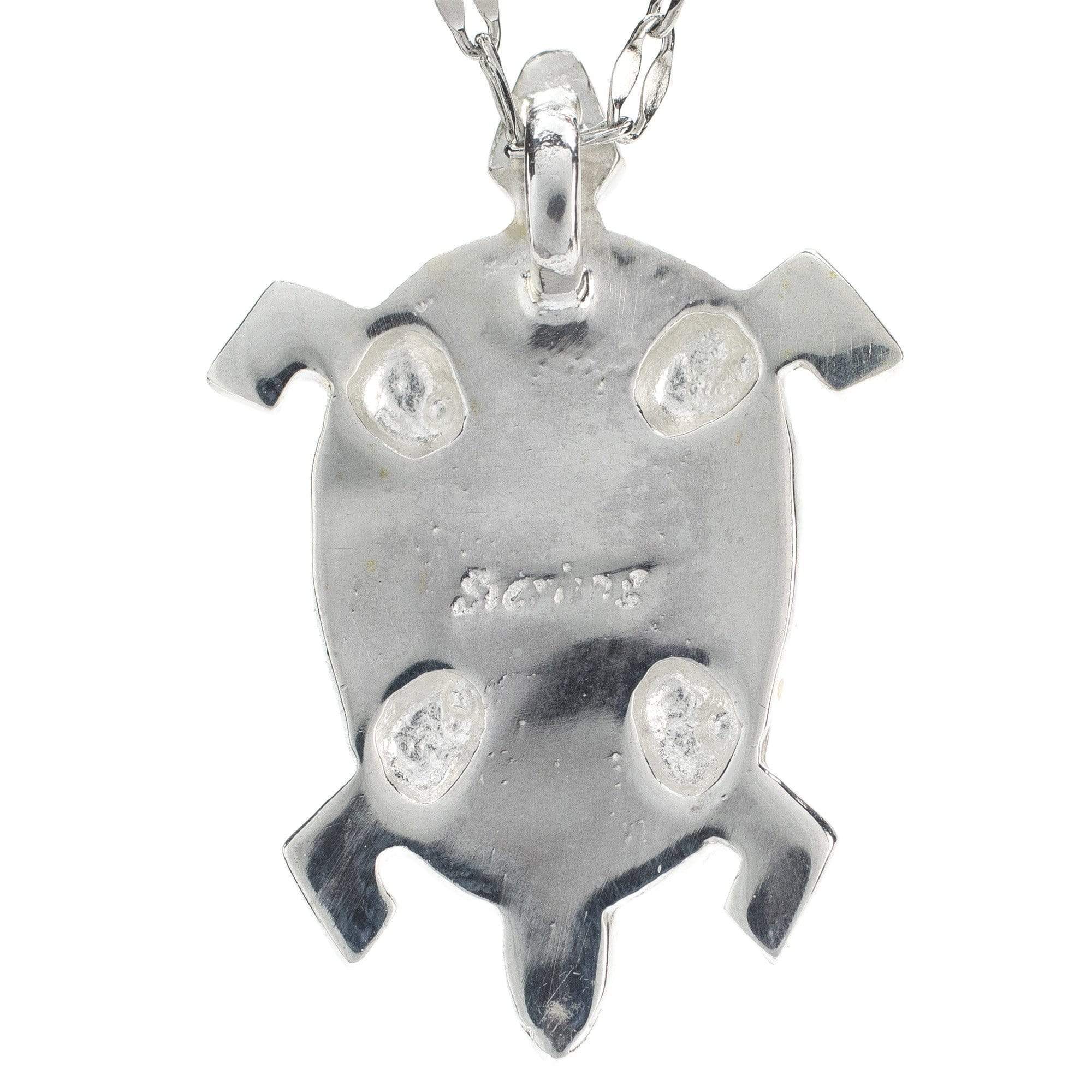Kalifano Southwest Silver Jewelry Turquoise Turtle 925 Sterling Silver Pendant USA Handmade with Opal Accent NMN.0894.TQ