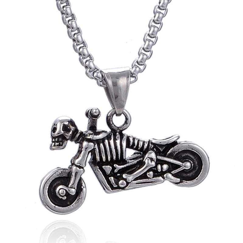 Kalifano Steel Hearts Jewelry Steel Hearts Bone Motorbike Necklace SHN120-20