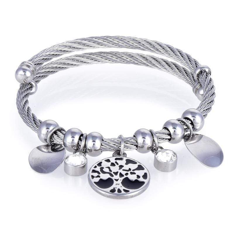 Kalifano Steel Hearts Jewelry Steel Hearts Nature Gemstone Open Bangle Bracelet SHB200-19