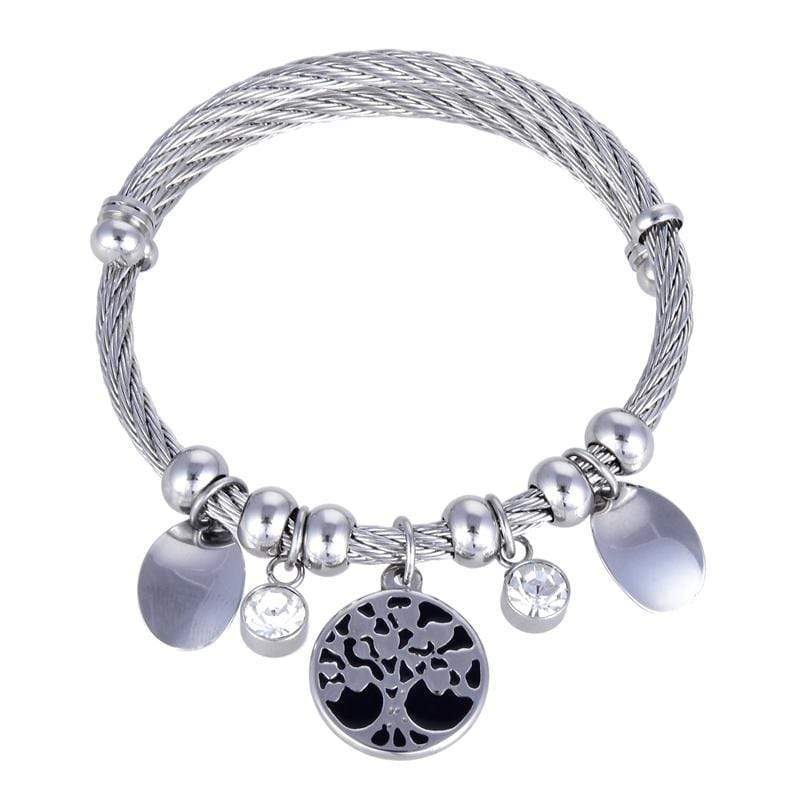 Kalifano Steel Hearts Jewelry Steel Hearts Nature Gemstone Open Bangle Bracelet SHB200-19