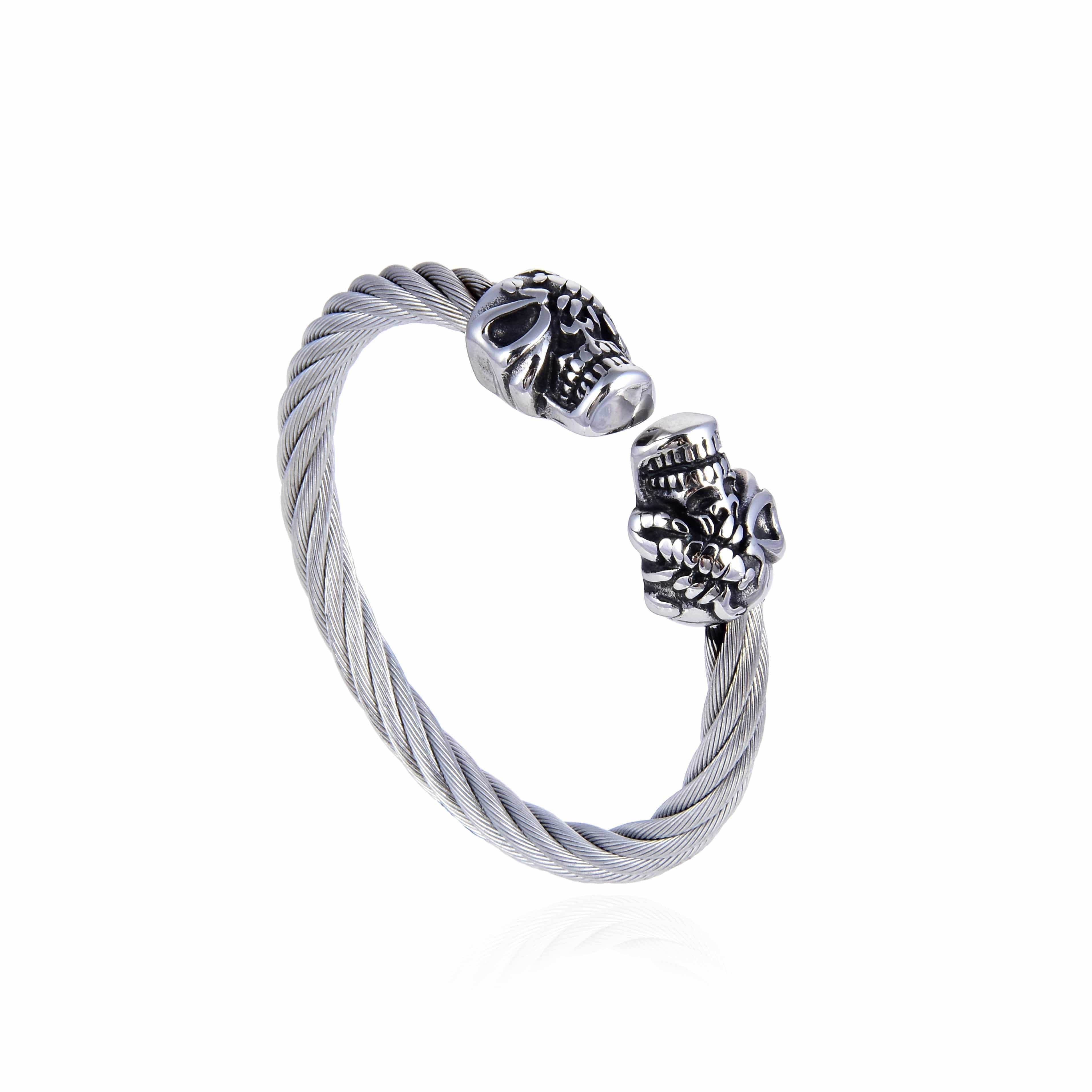 Kalifano Steel Hearts Jewelry Steel Hearts Scorpion with Skull Open Bangle Bracelet SHB200-12