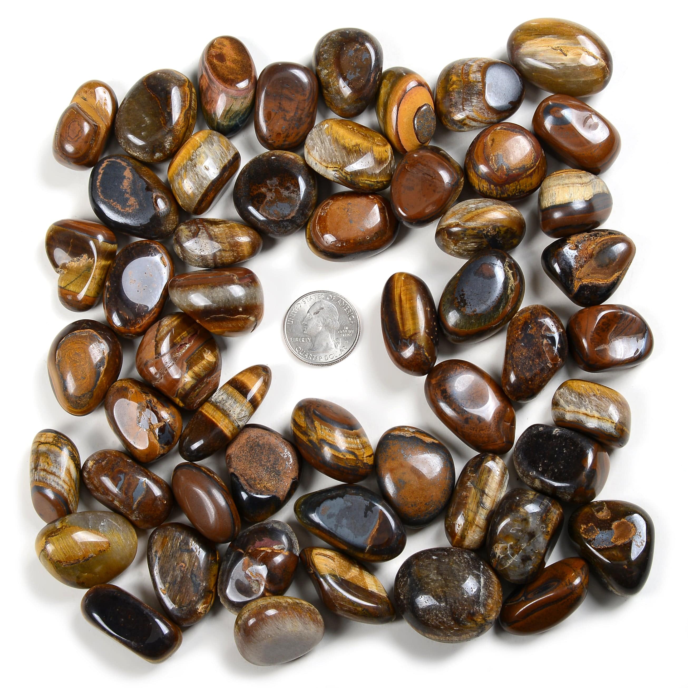 Kalifano TUMBLED STONES Natural Tiger Eye Tumbled Stone TS-TE