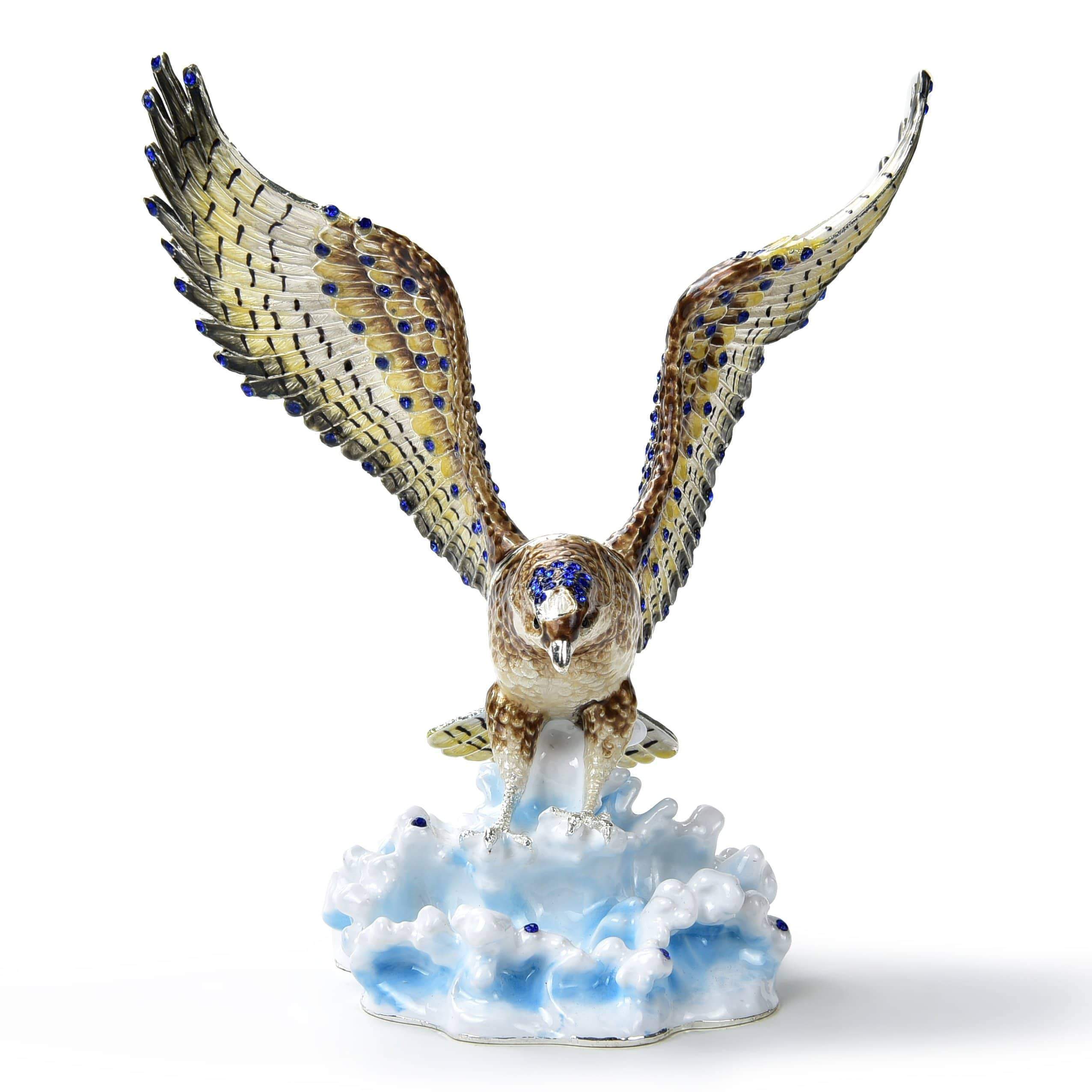 Kalifano Vanity Figurine Eagle Figurine Keepsake Box made with Crystals SVA-090