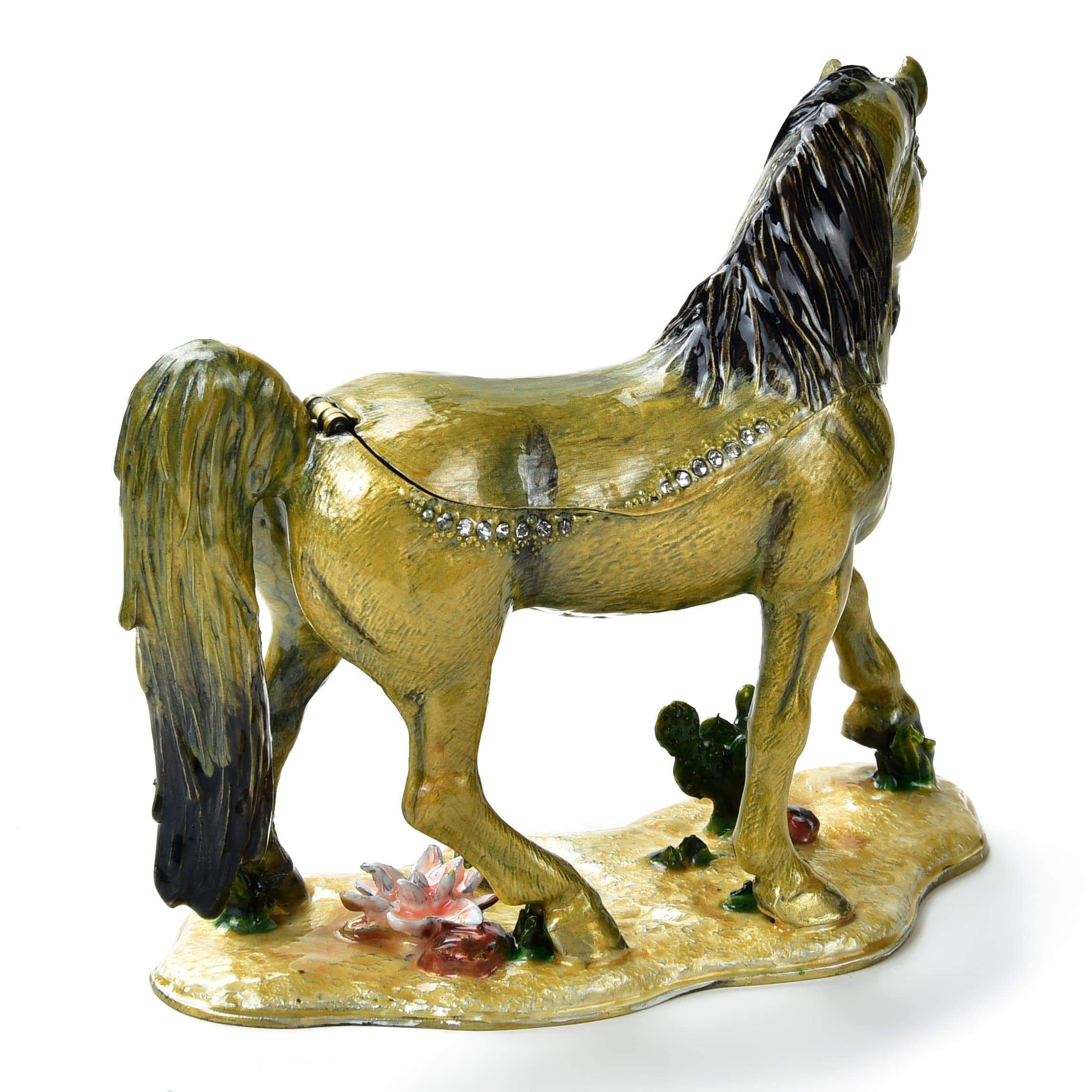 Kalifano Vanity Figurine Horse Figurine Keepsake Box made with Crystals SVA-087