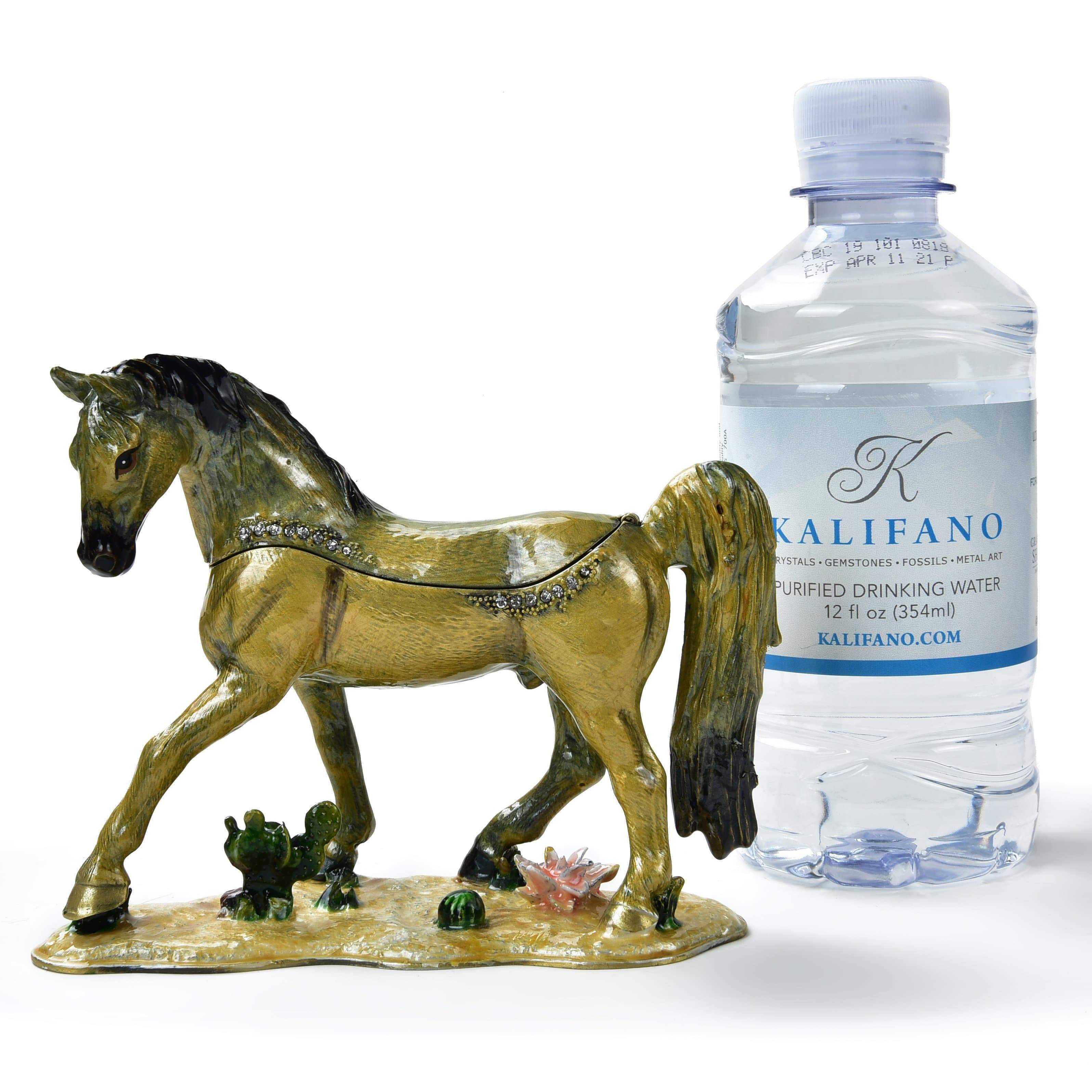 Kalifano Vanity Figurine Horse Figurine Keepsake Box made with Crystals SVA-087