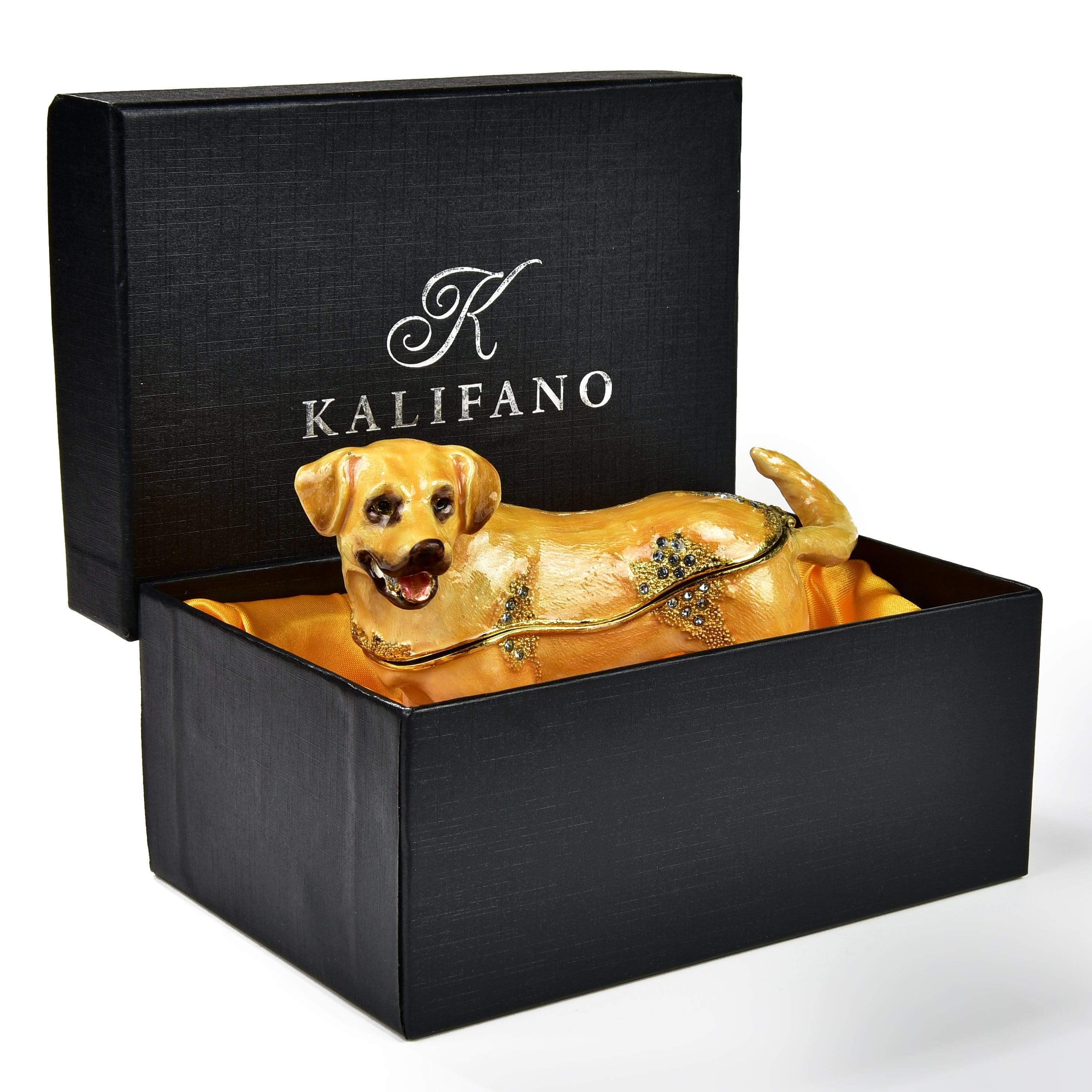 Kalifano Vanity Figurine Labrador Retriever Figurine Keepsake Box made with Crystals SVA-066