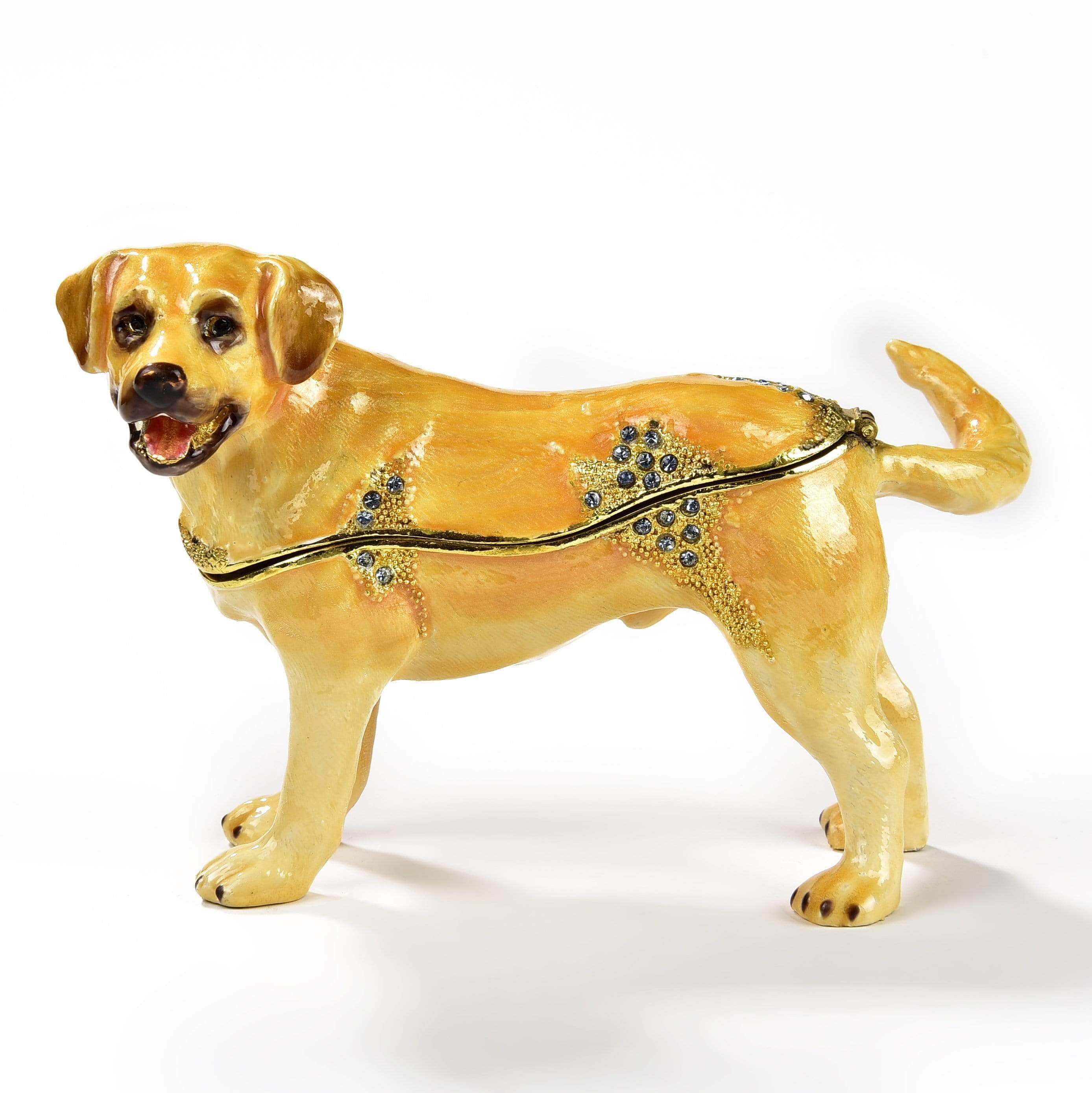 Kalifano Vanity Figurine Labrador Retriever Figurine Keepsake Box made with Crystals SVA-066