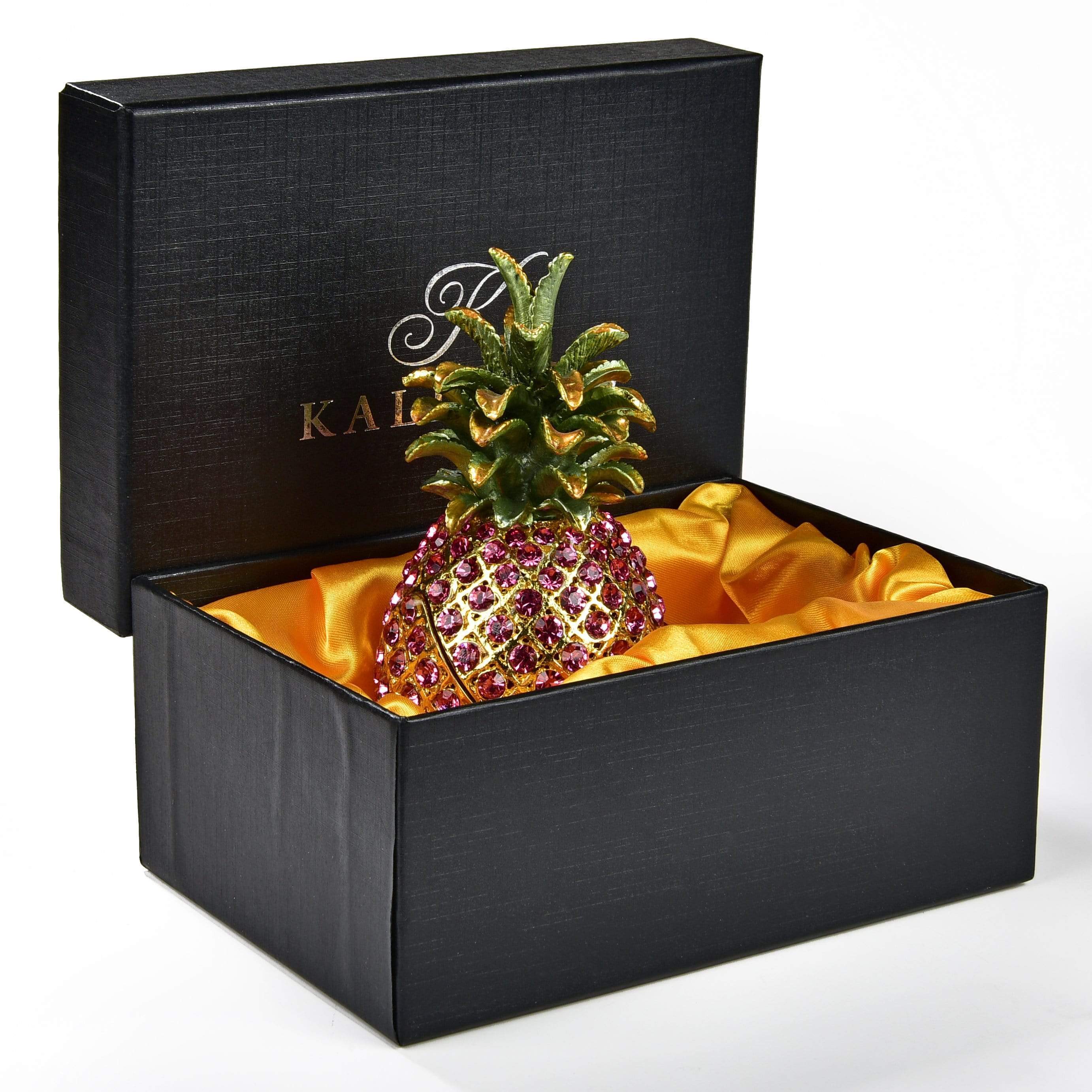 Kalifano Vanity Figurine Pink Pineapple Figurine Keepsake Box made with Crystals SVA-084