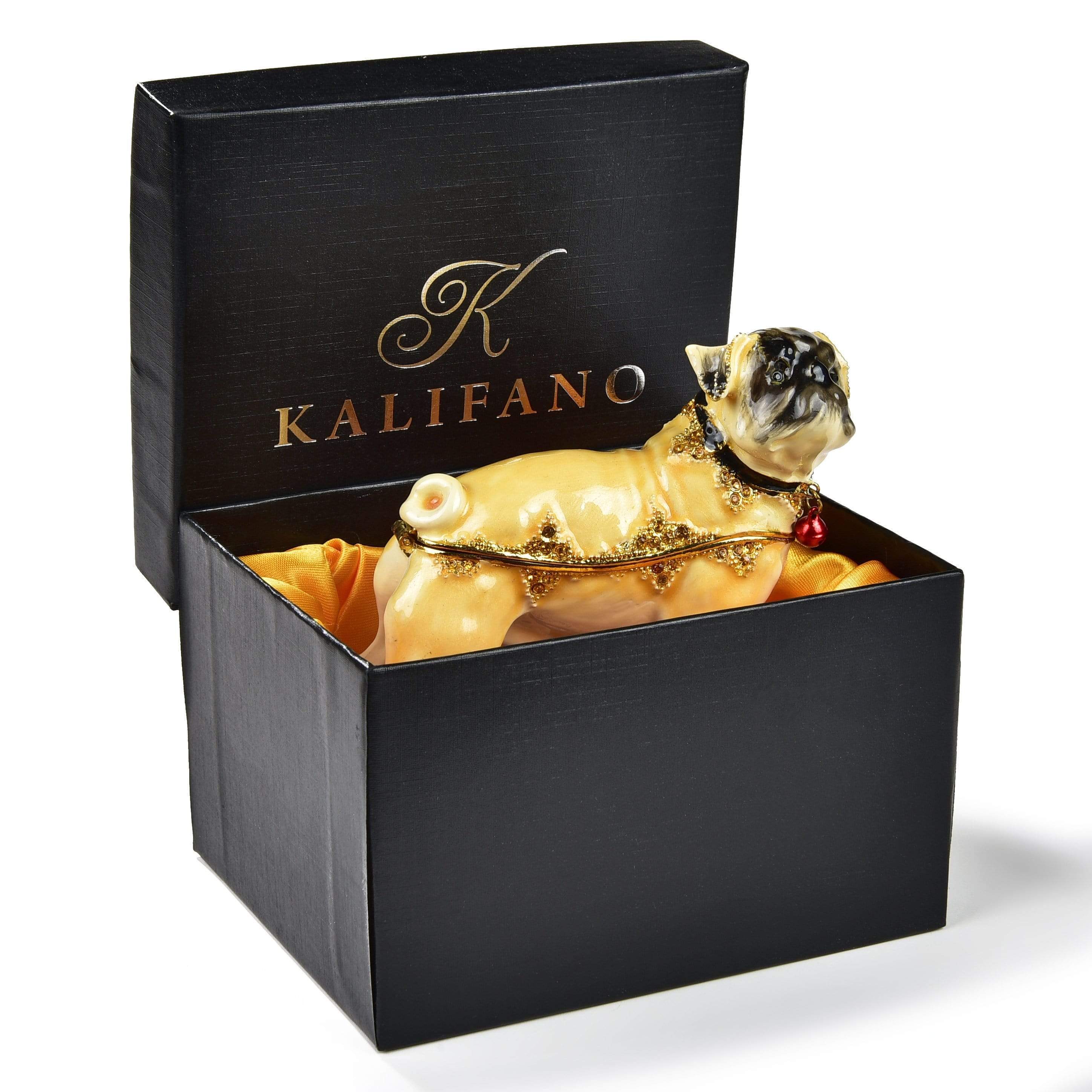 Kalifano Vanity Figurine Vanity Bull Dog Figurine Keepsake Box made with Crystals SVA-049